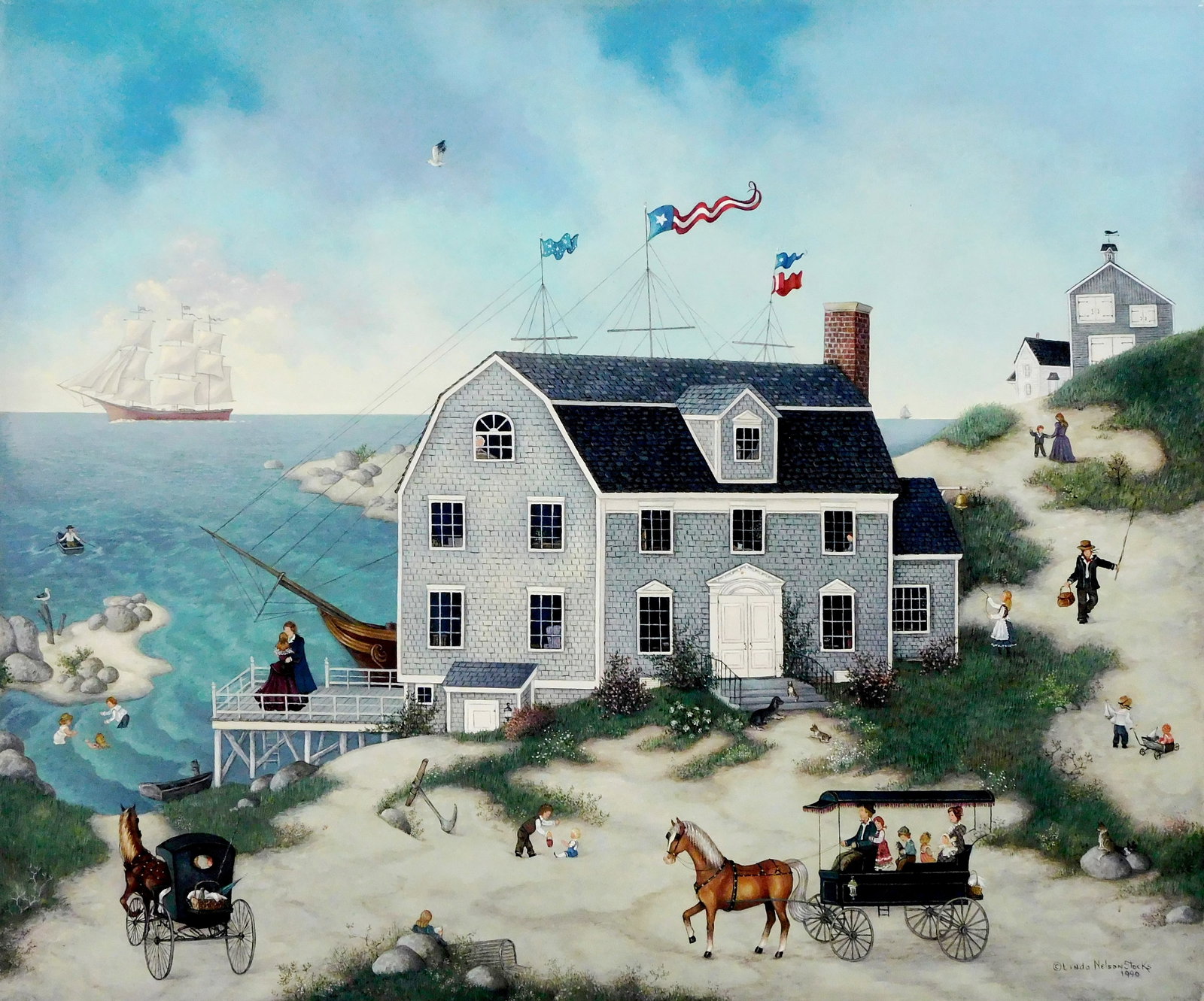 Linda Nelson Stocks (American, 1938-2011), “Home From the Sea??, 1990, oil on archival canvas, (1 of 4)