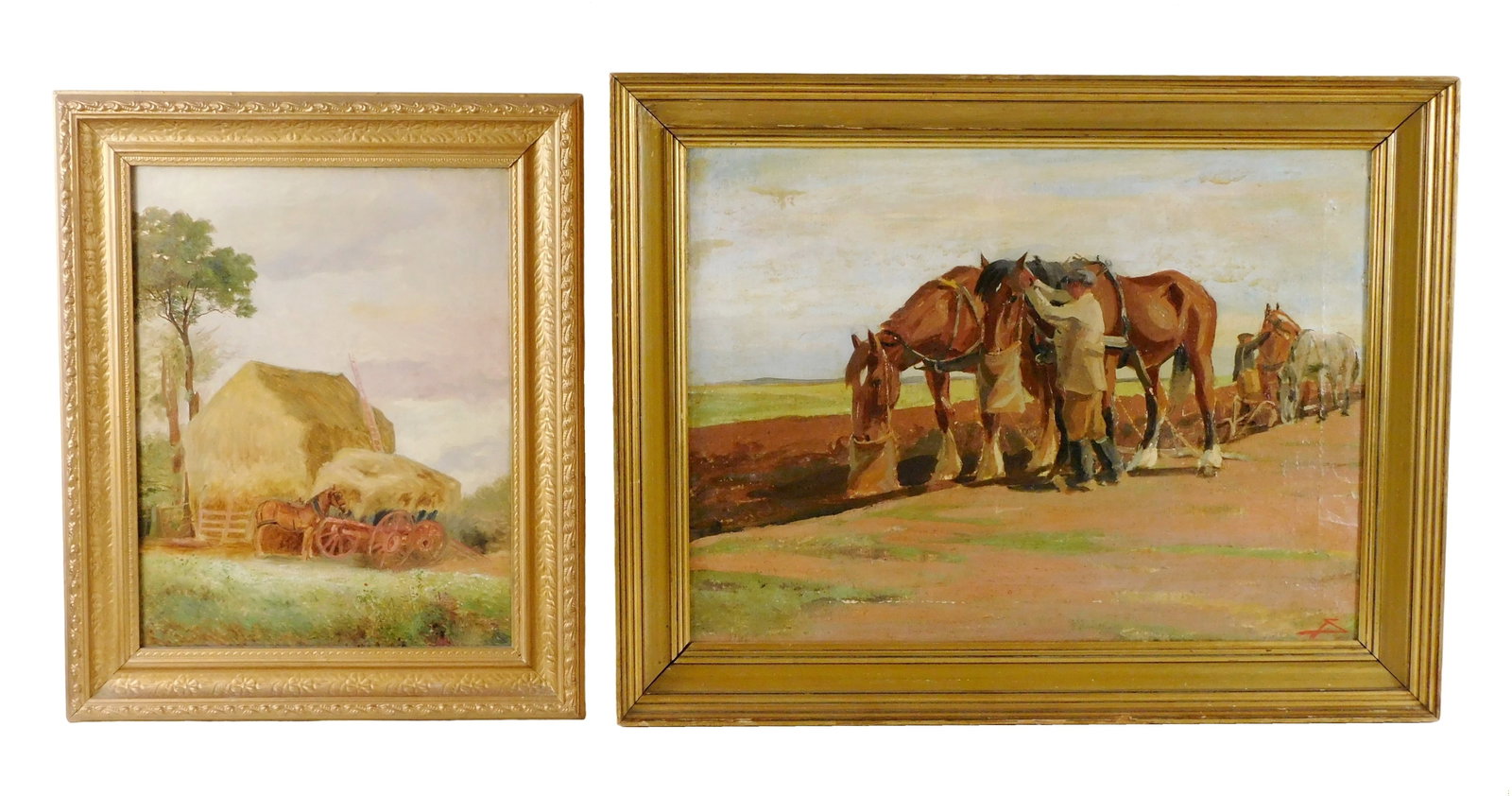 Two farmyard genre paintings, both oil on canvas, including: Albert Svensen (Denmark, 1889-1959) (1 of 8)