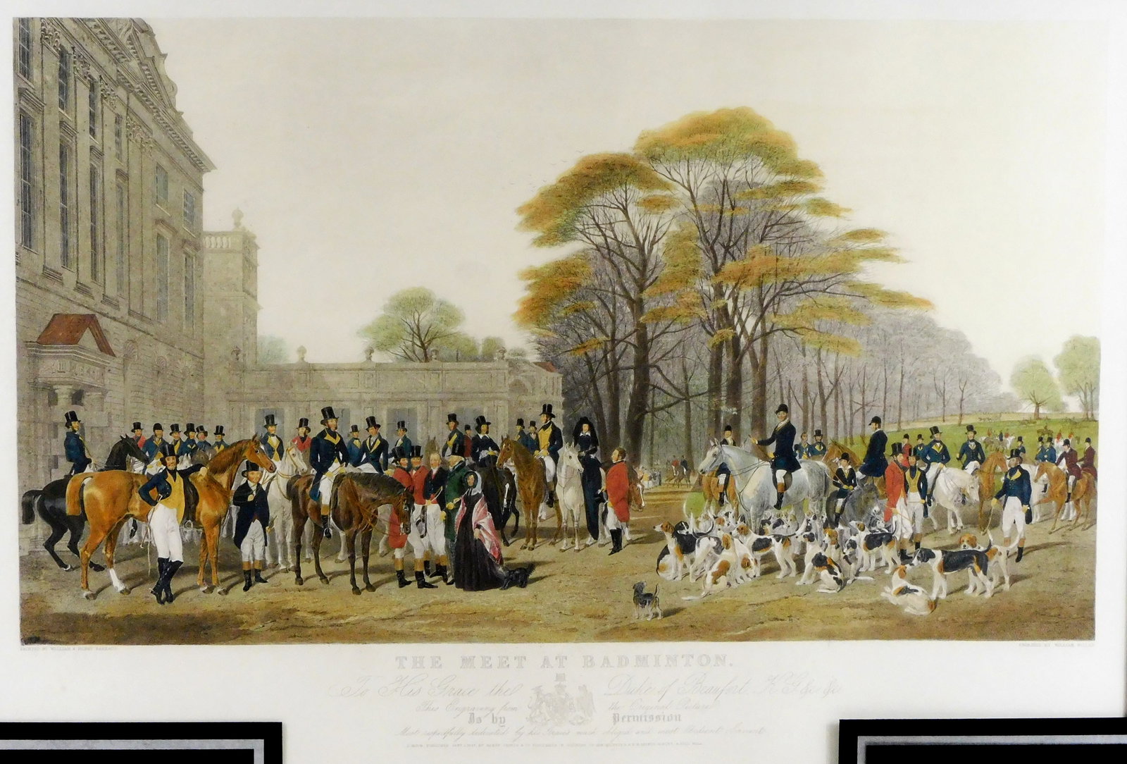 "The Meet at Badminton", 1847, colored lithograph after painting by William and Henry Barraud, (1 of 4)
