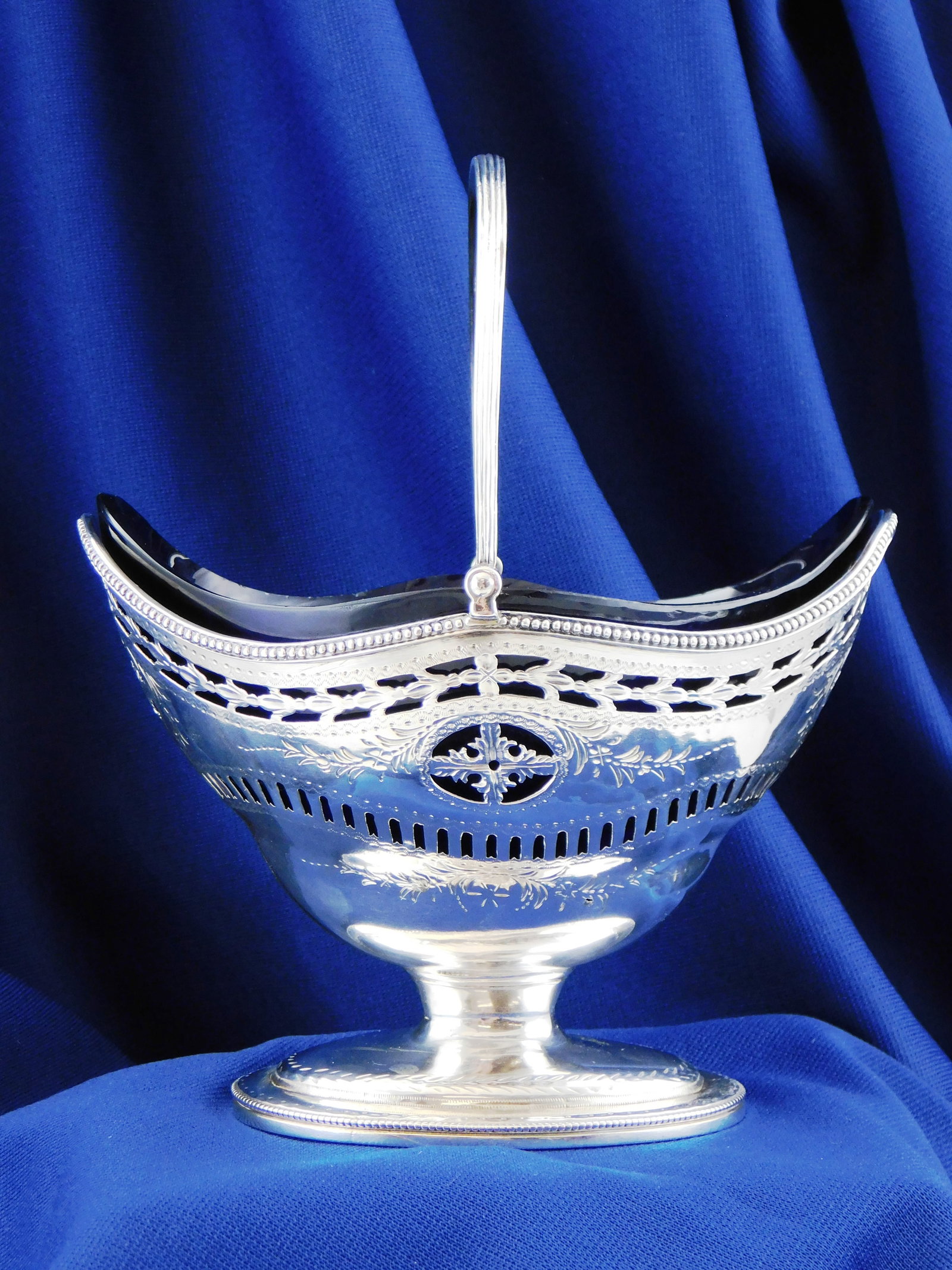 STERLING: Hester Bateman (English, 1708 - 1794), George III sterling silver sugar basket, 1786, (1 of 9)