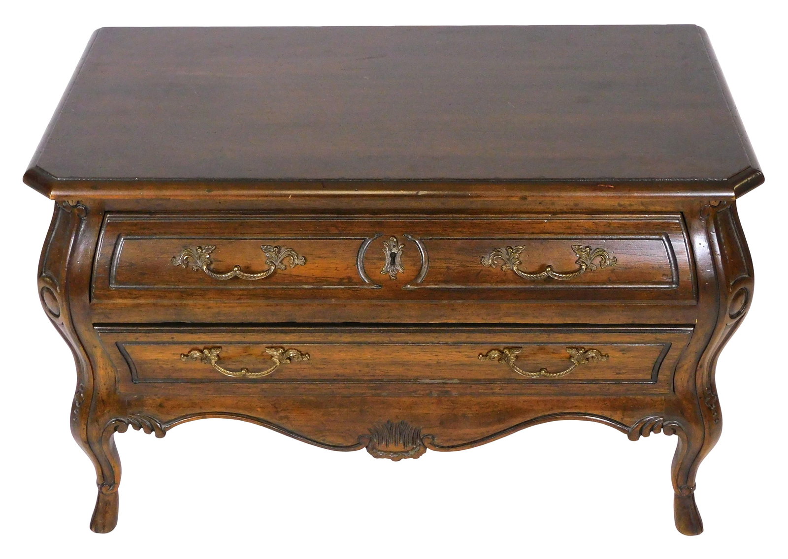 Heritage Grand Tour Louis XV style two drawer chest, 20th C., American, stained walnut, bombe front, (1 of 5)