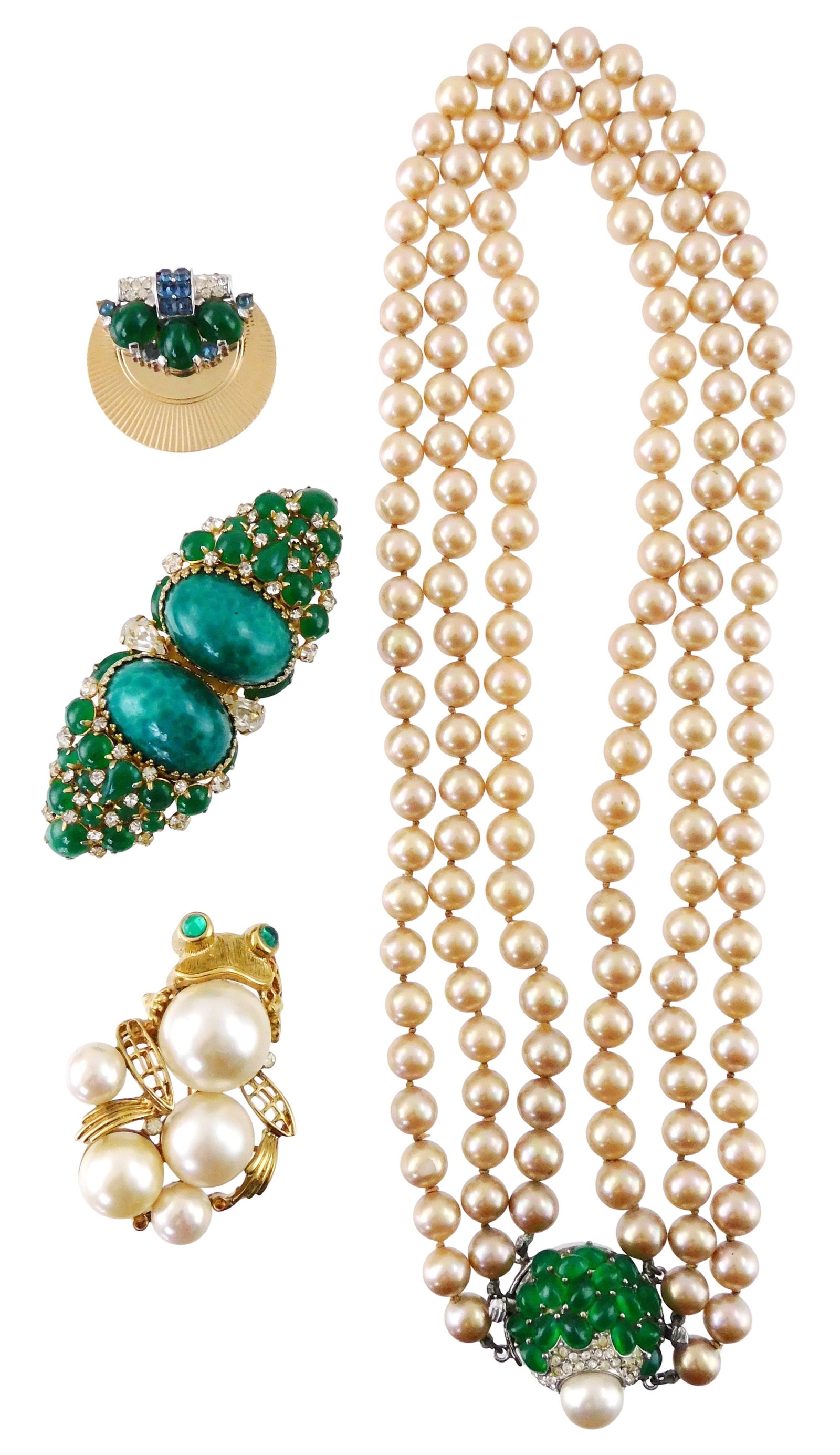 COSTUME JEWELRY: Marcel Boucher, Hattie Carnegie, etc., four pieces of vintage costume, including: (1 of 4)
