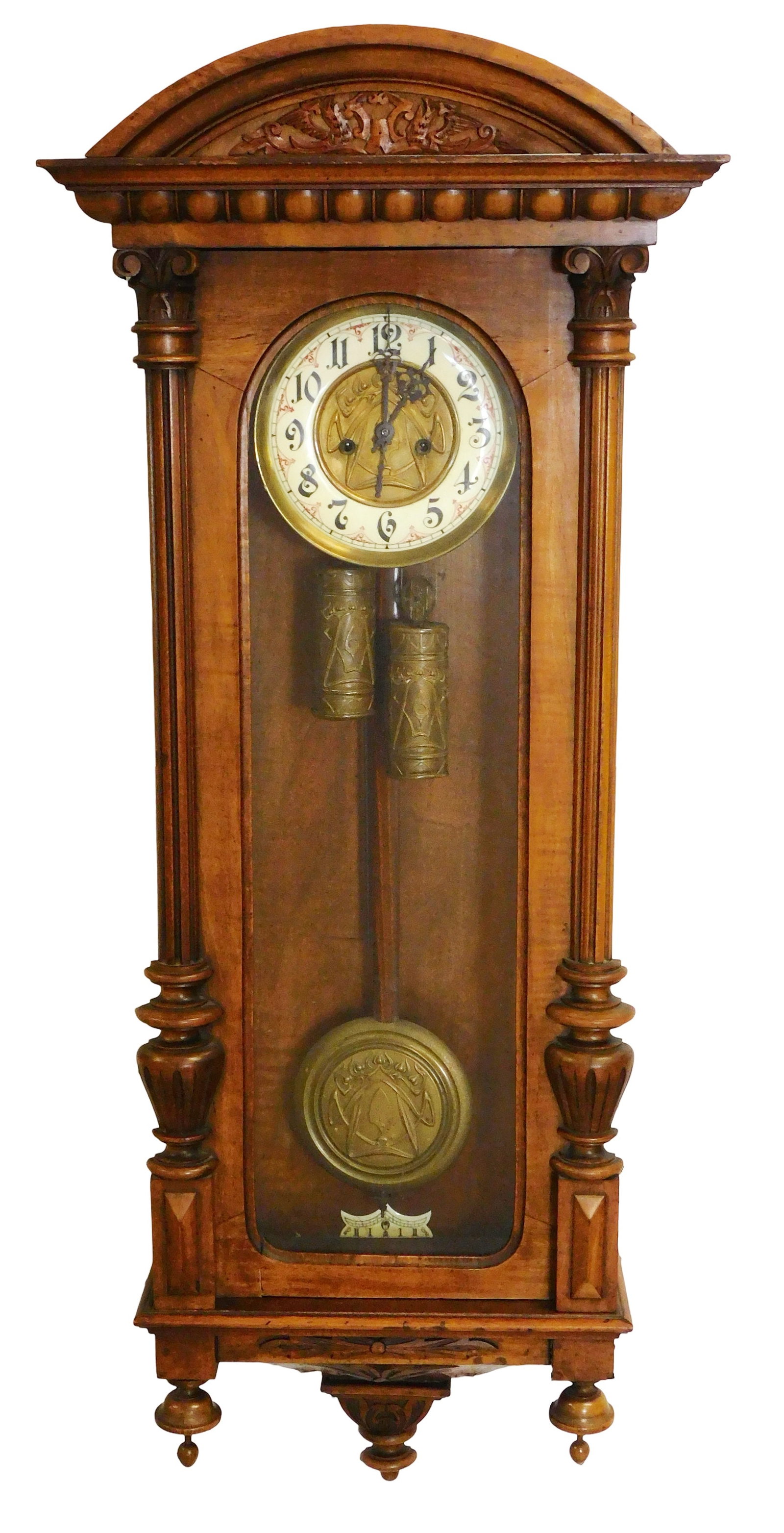 +Kienzle Vienna Regulator style cased wall clock, late 19th-early 20th C., German, intricately (1 of 7)