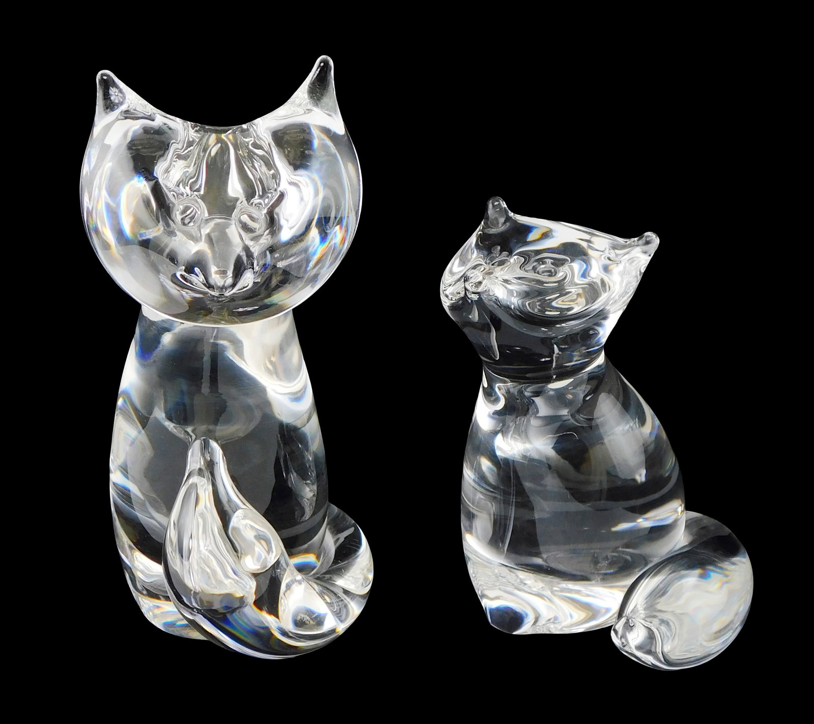 ART GLASS: Two Steuben large fox figures, both with signed base: smaller with additional “LDA (1 of 2)