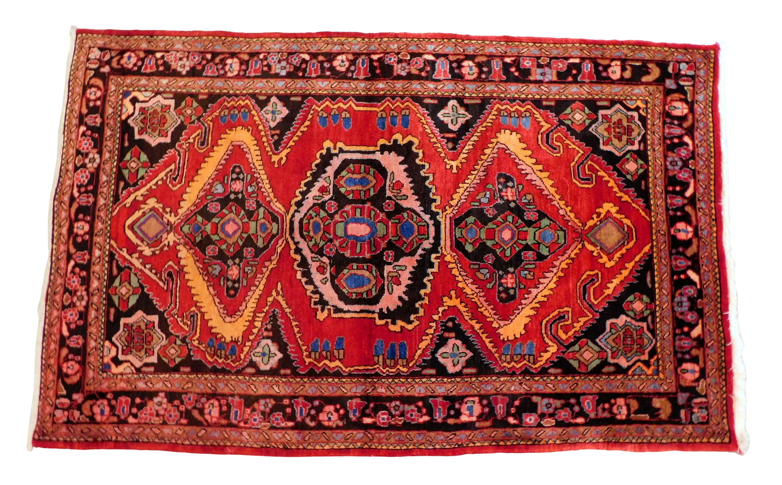 RUG: Semi-antique Northwest Persian, 4' 5" x 7', wool on cotton, leather bound edges, classic (1 of 4)