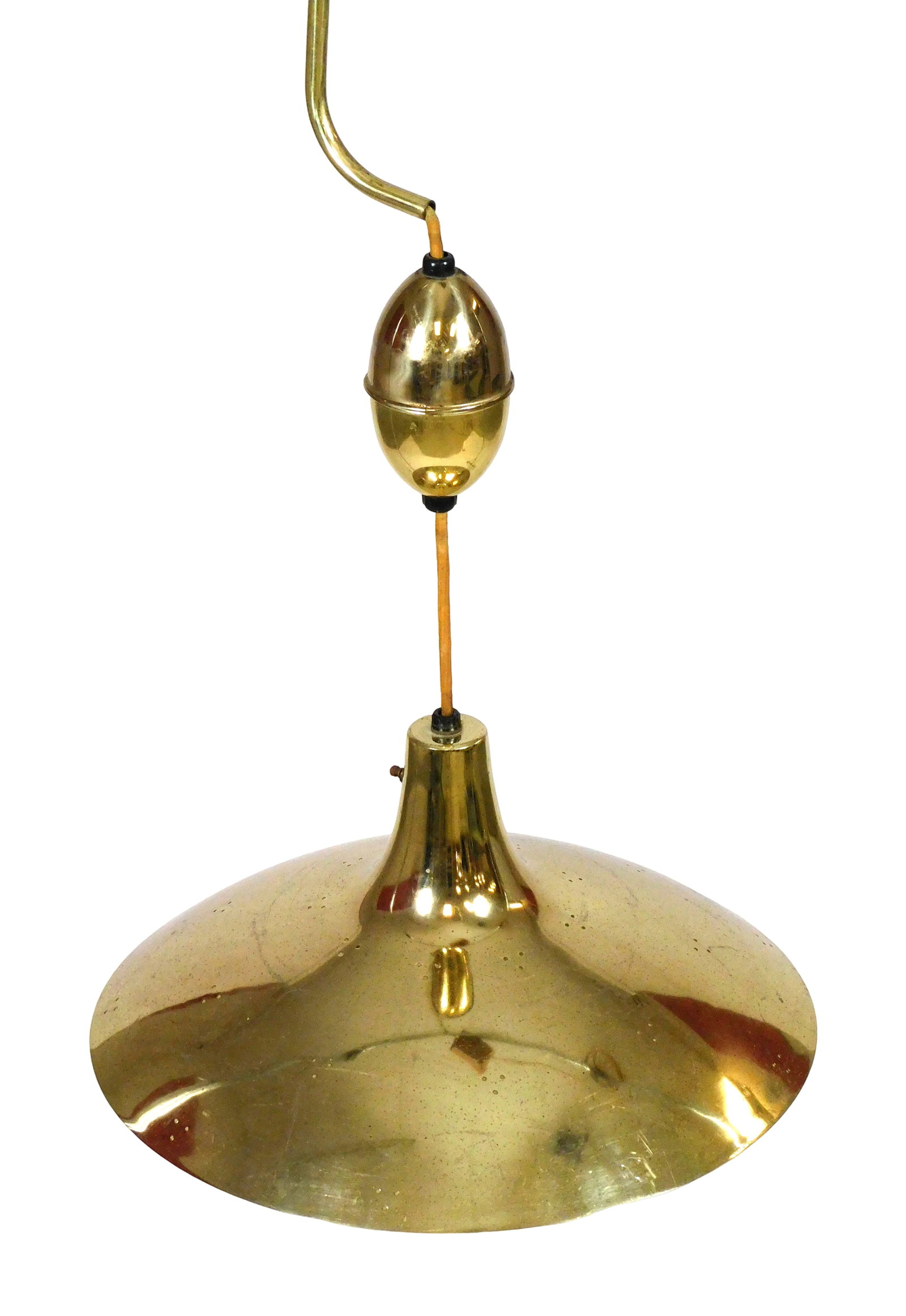 Prescolite Mid-Century modern brass pull down lamp, c. 1950's-60's, model 'RL-18 Pinup', brass (1 of 5)