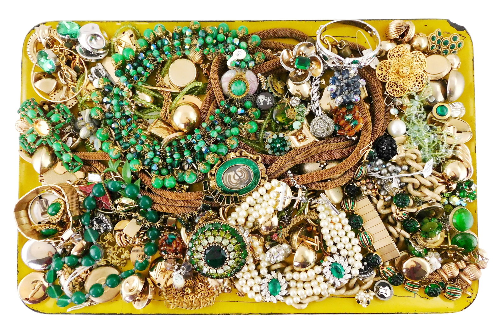 COSTUME JEWELRY: Weiss, Alice Caveness, Coro, Trifari, Mazer, Lisner, etc., 50+ pieces, many vintage (1 of 4)