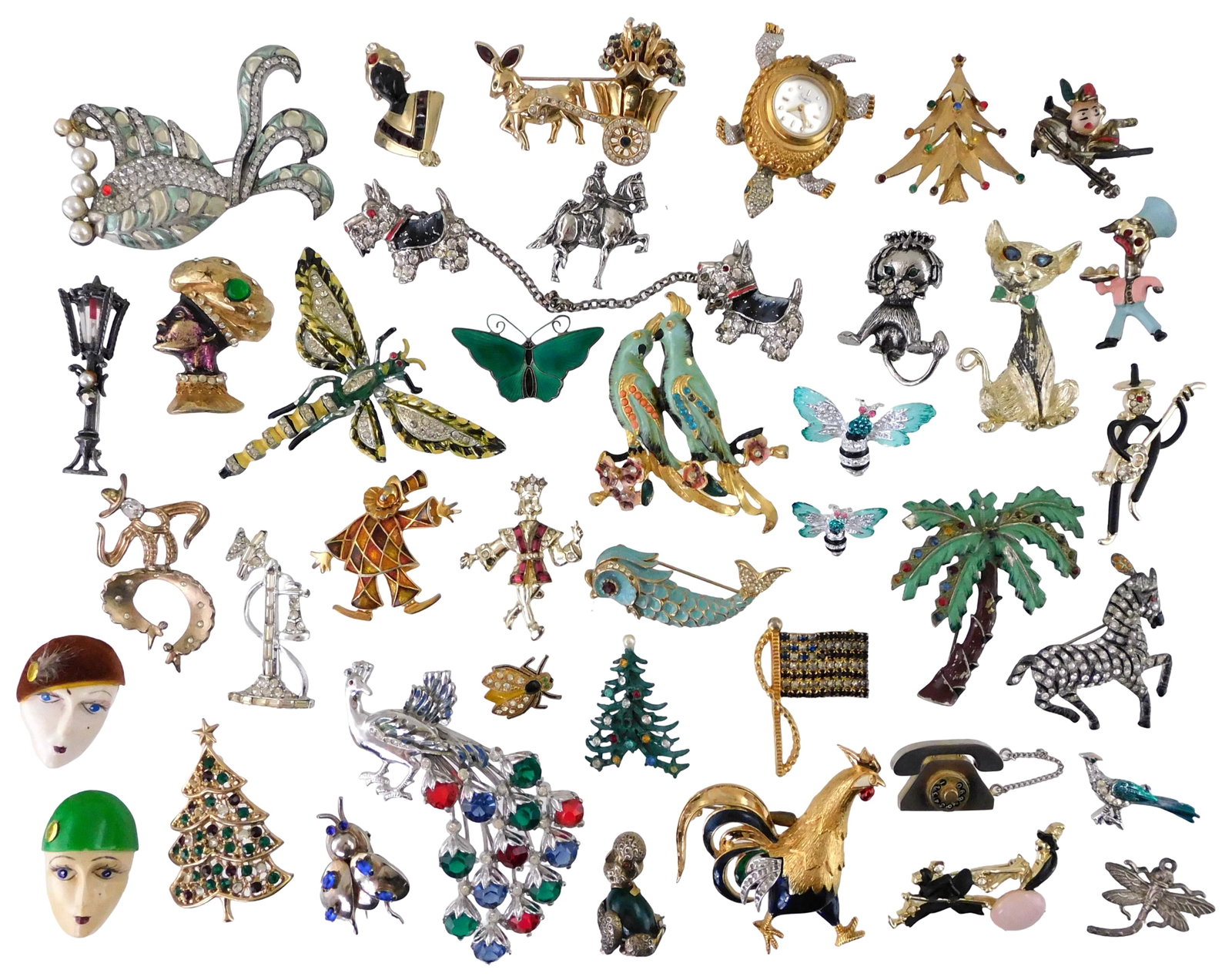 COSTUME JEWELRY: Boucher, Trifari, Les Benard, Jomaz, etc., 35+ pieces, items of interest include (1 of 4)