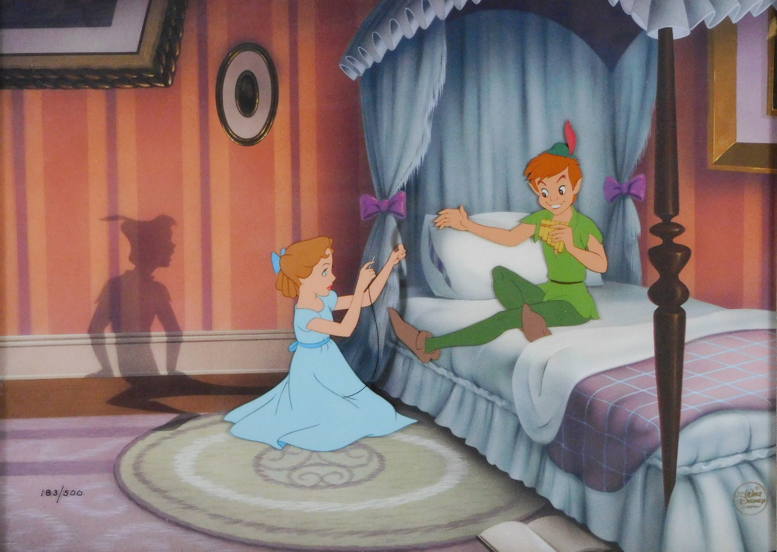 Disney cel, "Peter's Seamstress", 1994, from the animated movie "Peter Pan" 1953, depicting Wendy (1 of 6)