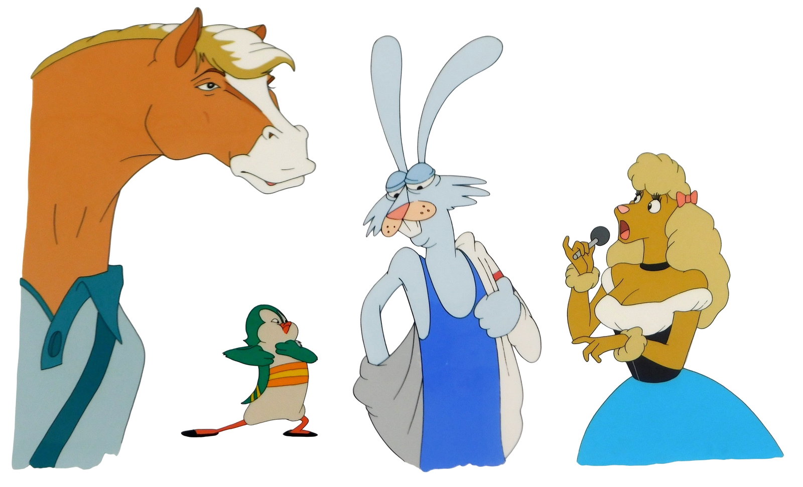 Four Serigraph Cels, appear to be characters from the 1980 NBC animated tv special "Animalympics", (1 of 6)