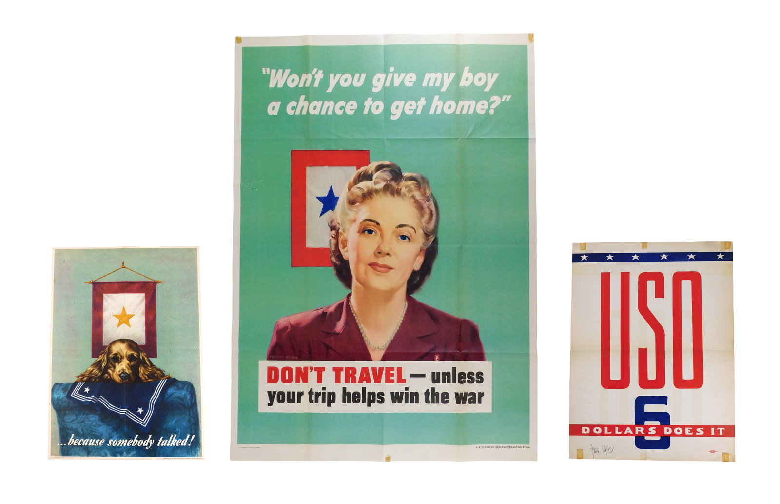 Three World War II homefront posters, American, all offset lithograph on paper, including: (1 of 10)