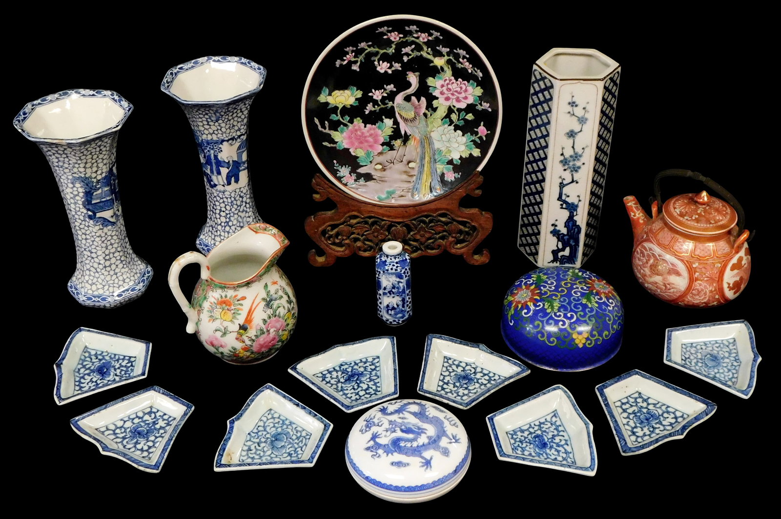ASIAN: Asian and Asian-style ceramics, seventeen pieces total, details include: 19th/early 20th C. (1 of 2)