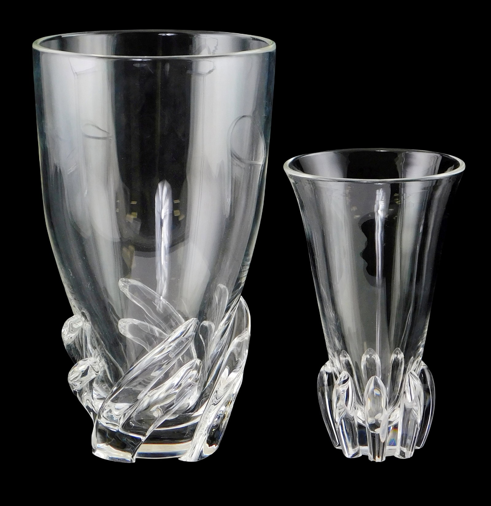 ART GLASS: Steuben crystal vases, 20th C., both with signed base, including: “Lotus?? form vase, (1 of 1)