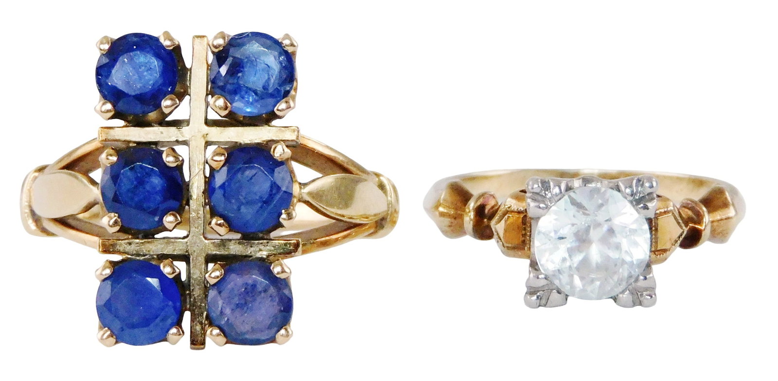 JEWELRY: Two 14K rings, both tested, including: Rothman and Schneider ring with translucent stone, (1 of 3)
