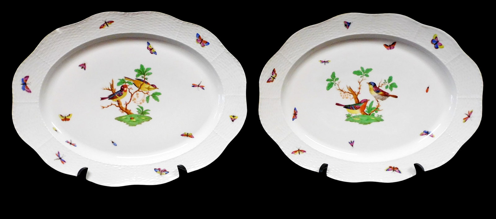 Two Herend 'Rothschild Bird Mayer' Special Order large oval serving platters, c. 1950's, Hungary, (1 of 6)