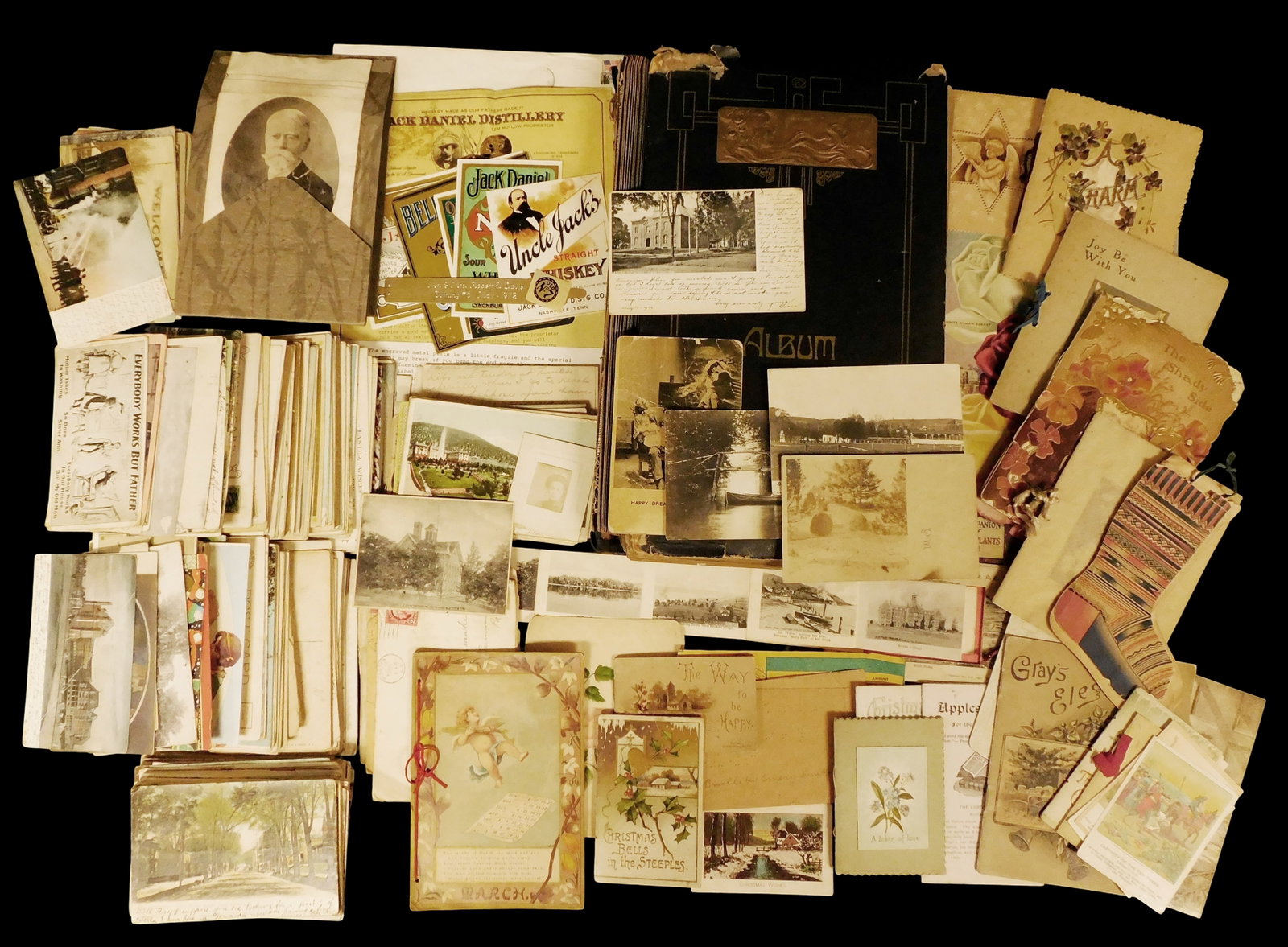 EPHEMERA: 100+ postcards, holiday cards, early photographs and assorted ephemera, late 19th-early (1 of 5)