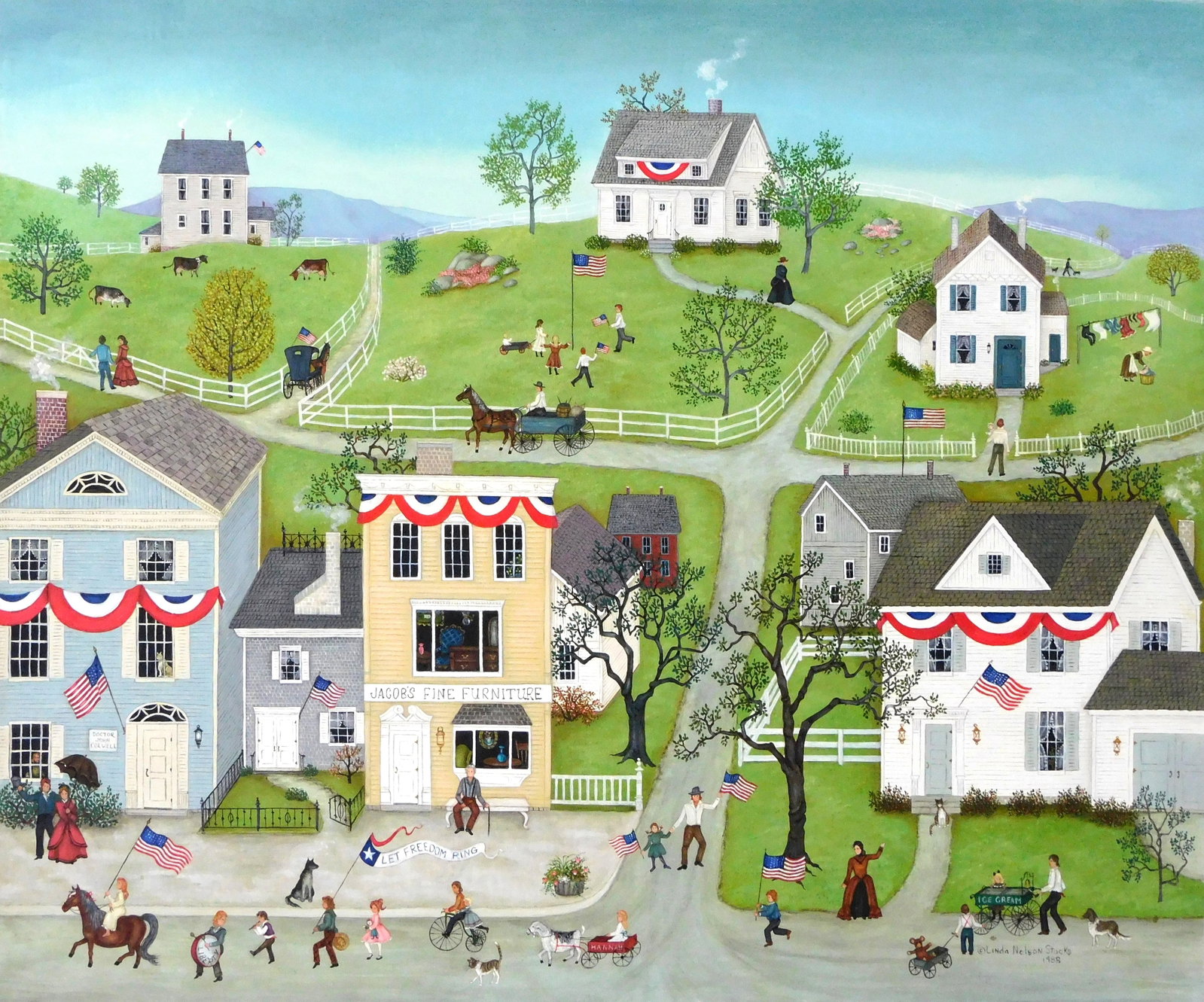 Linda Nelson Stocks (American, 1938-2011), “Let Freedom Ring”, 1988, oil on archival (1 of 6)