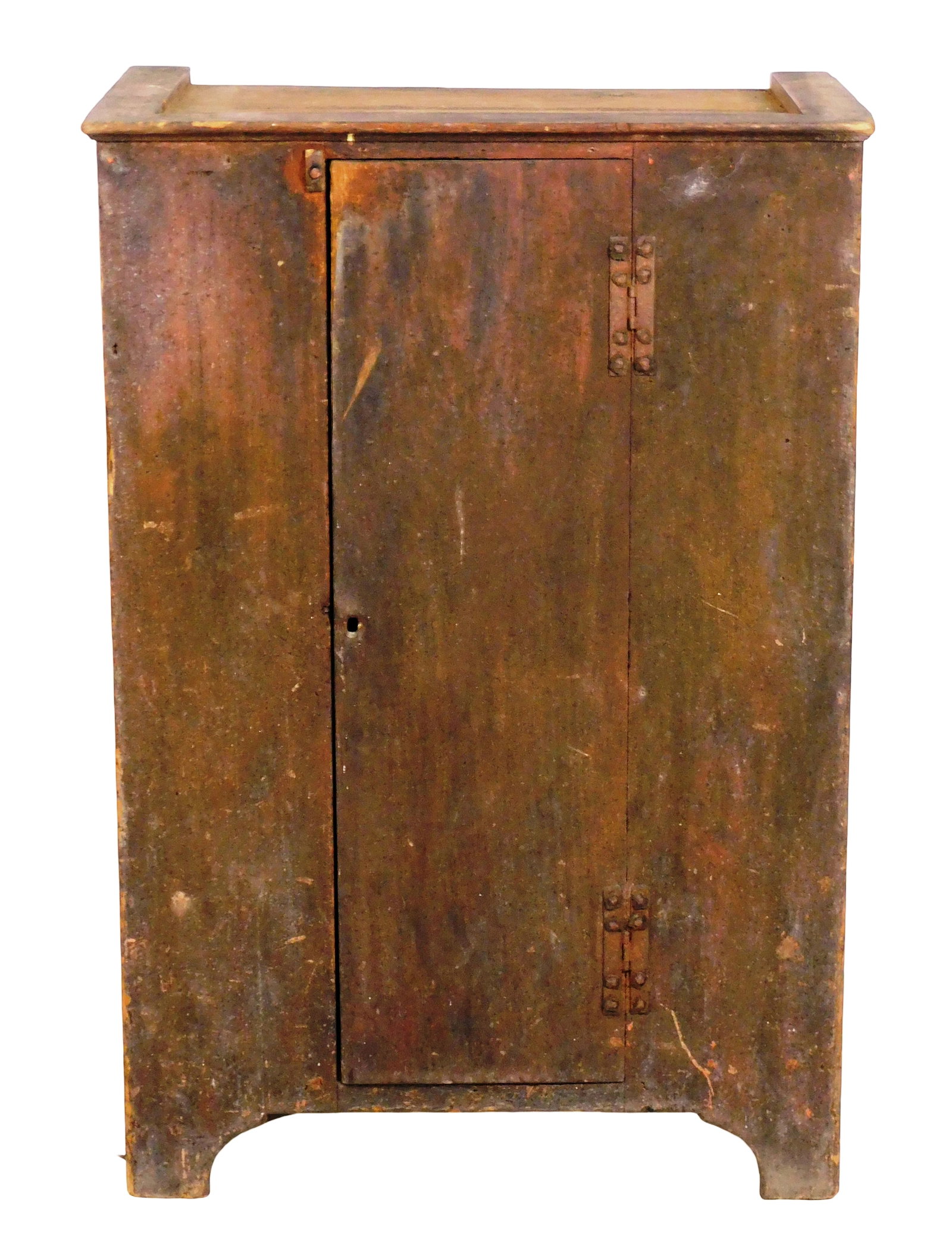 Small single door cabinet, pine, early painted finish, bottom section of small hutch, interior with (1 of 3)