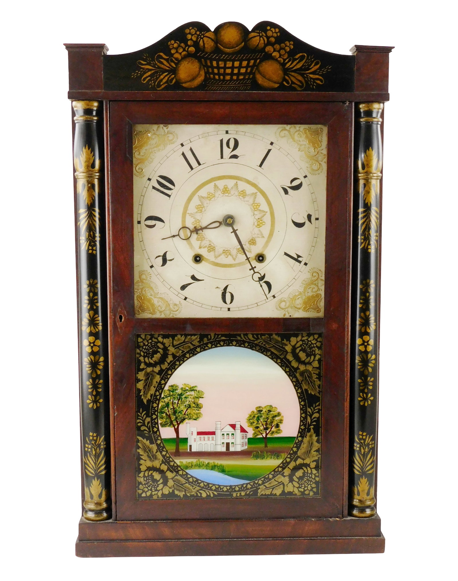 +CLOCK: Eli Terry & Son (Plymouth, CT) three quarter case wooden gear clock, c. 1832, original dial, (1 of 6)
