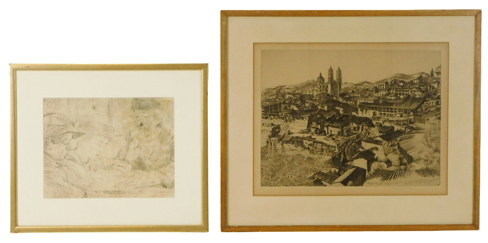 Two 20th C. framed etchings on paper, including: John Taylor Arms (American, 1887-1953), etching, (1 of 5)