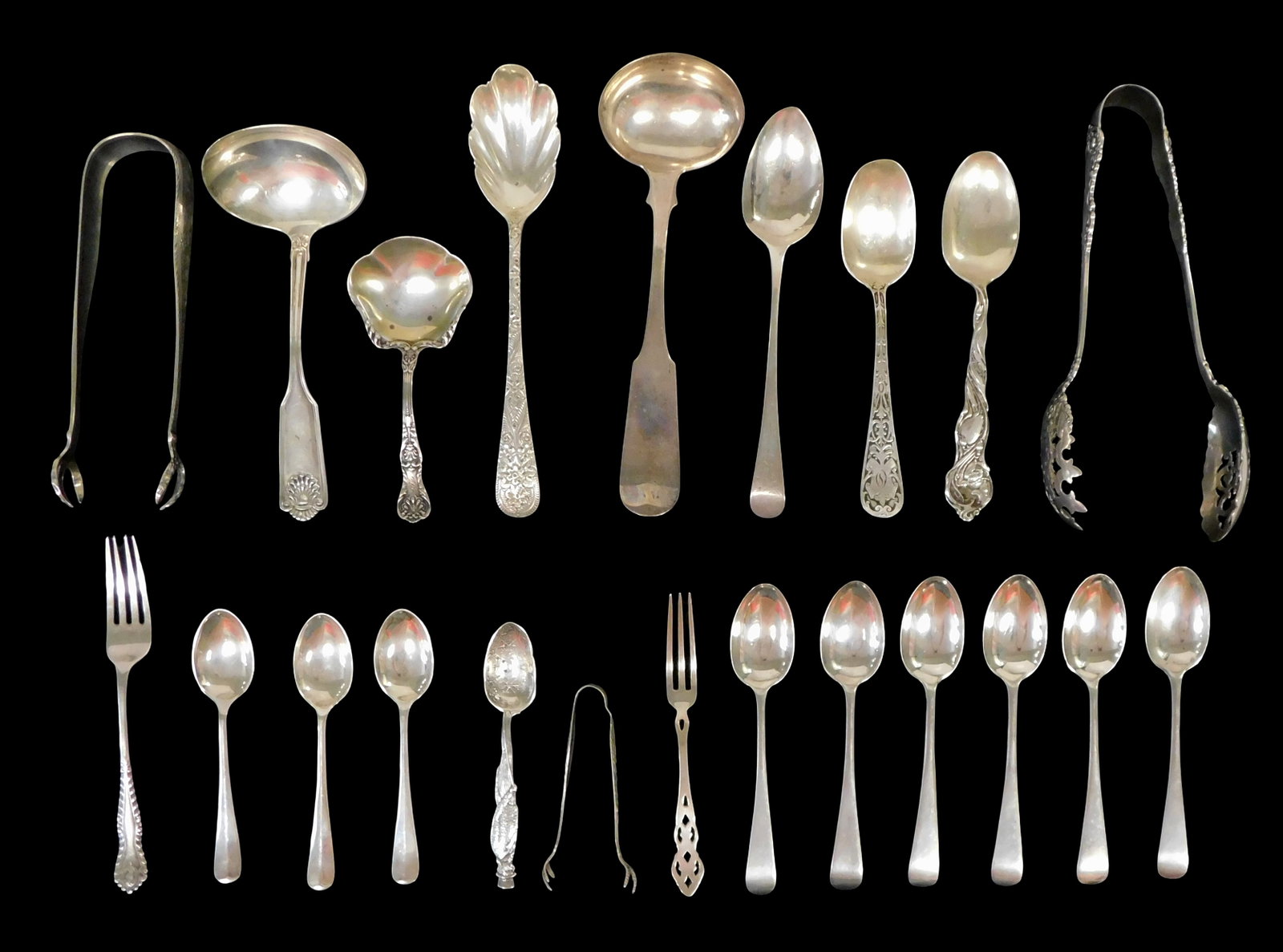 STERLING: Sterling silver assorted flatware, twenty-two pieces, all with maker’s marks, all (1 of 1)