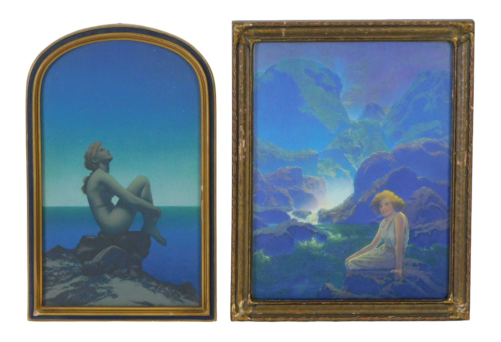 Maxfield Parrish (American, 1870-1966), two lithographic prints, including: “Stars”,: Maxfield Parrish (American, 1870-1966), two lithographic prints, including: “Stars”, 1926, published by The House of Art, NY, label verso for “David Bendann’s” in Baltimo