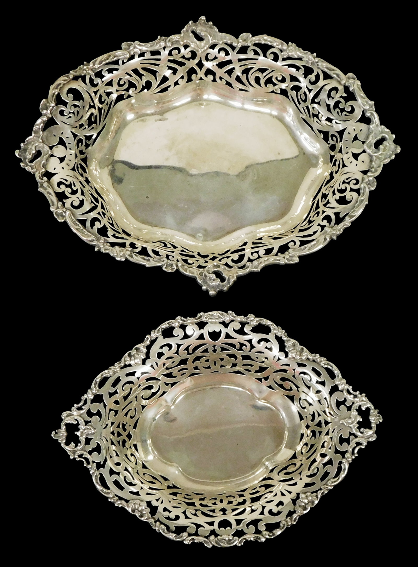 STERLING: Howard & Co. sterling silver oval reticulated dishes, New York, c. 1894, both with pierced (1 of 5)