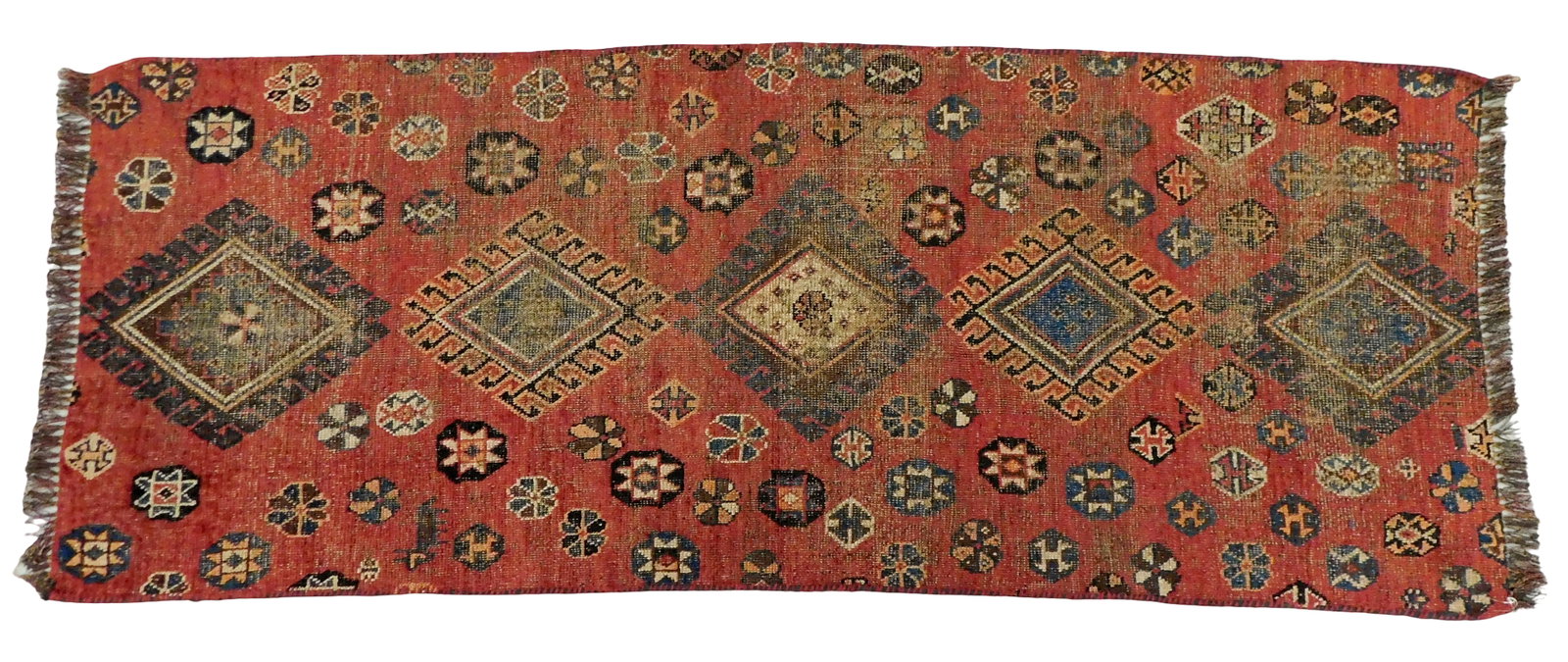 RUG: Quashqai rug, 2' 4" x 6', wool on wool, geometric design, five center medallions, crimson (1 of 4)
