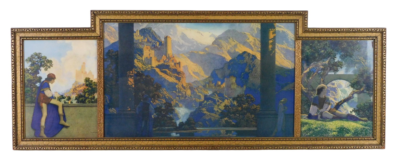 Maxfield Parrish (American, 1870-1966), lithographic prints, framed triptych including: “The (1 of 6)