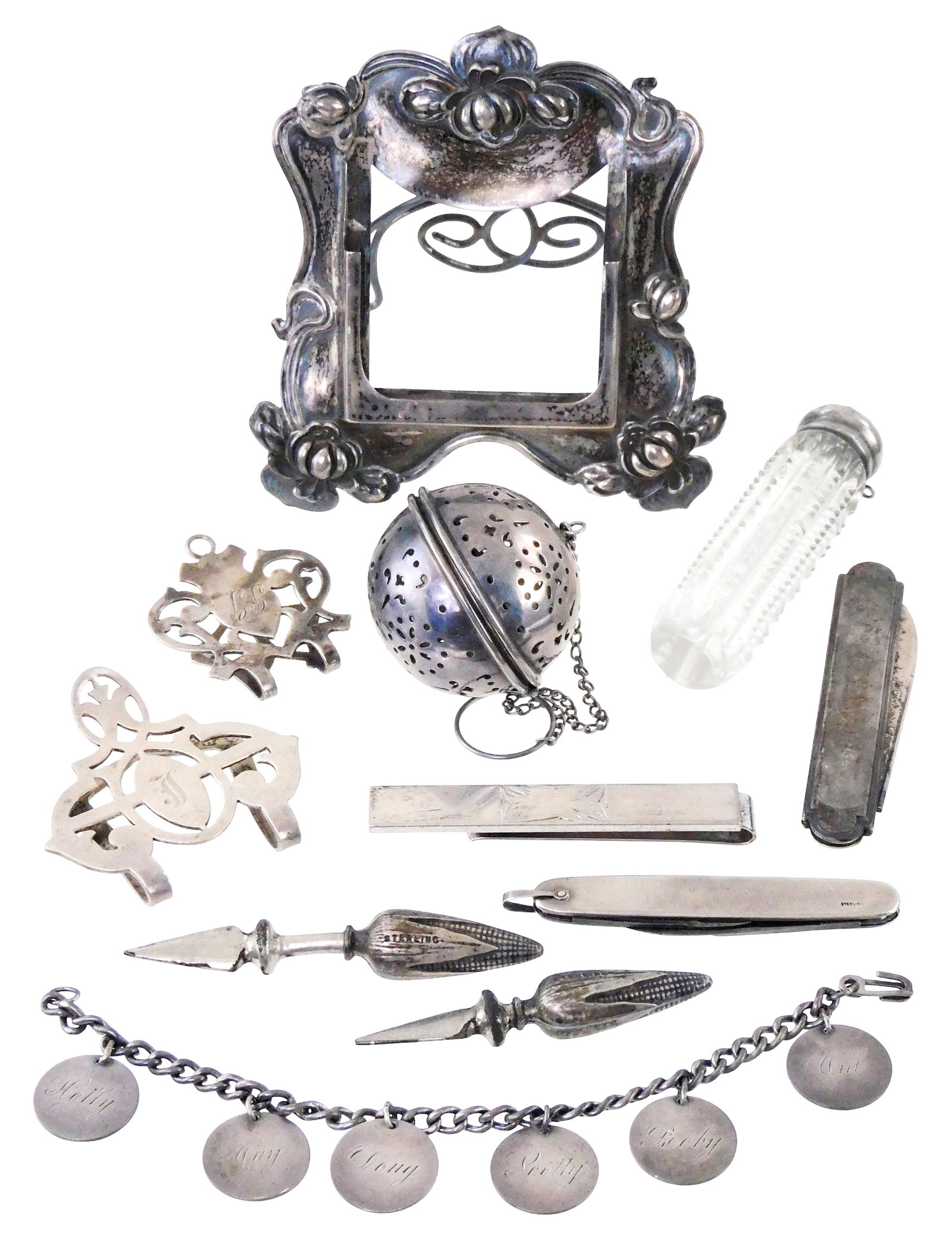 STERLING: Gorham, Dominick & Haff, Lunt, Watson, etc., eleven pieces of jewelry and accessories, all (1 of 3)