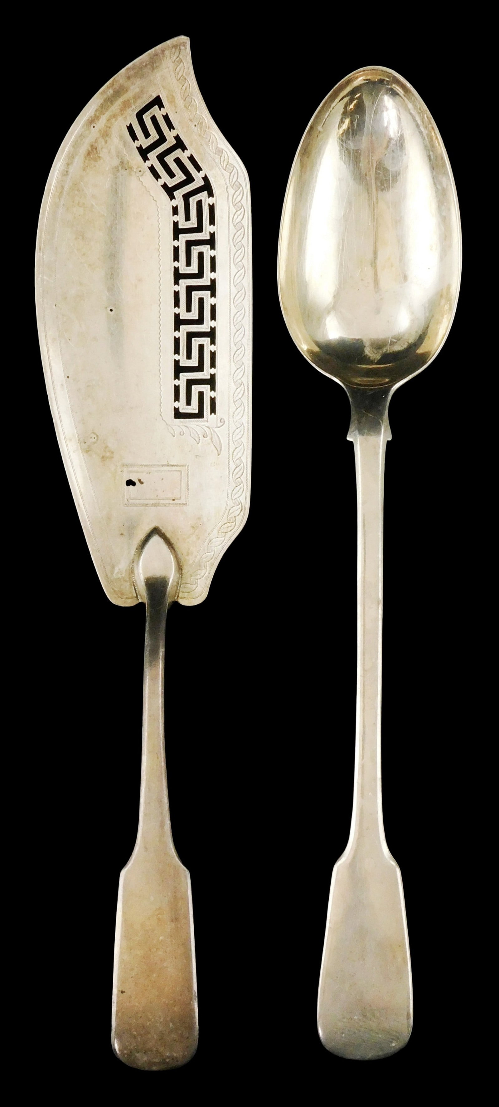 STERLING: English large sterling silver serving ware, two pieces, early 19th C., London, both with (1 of 3)