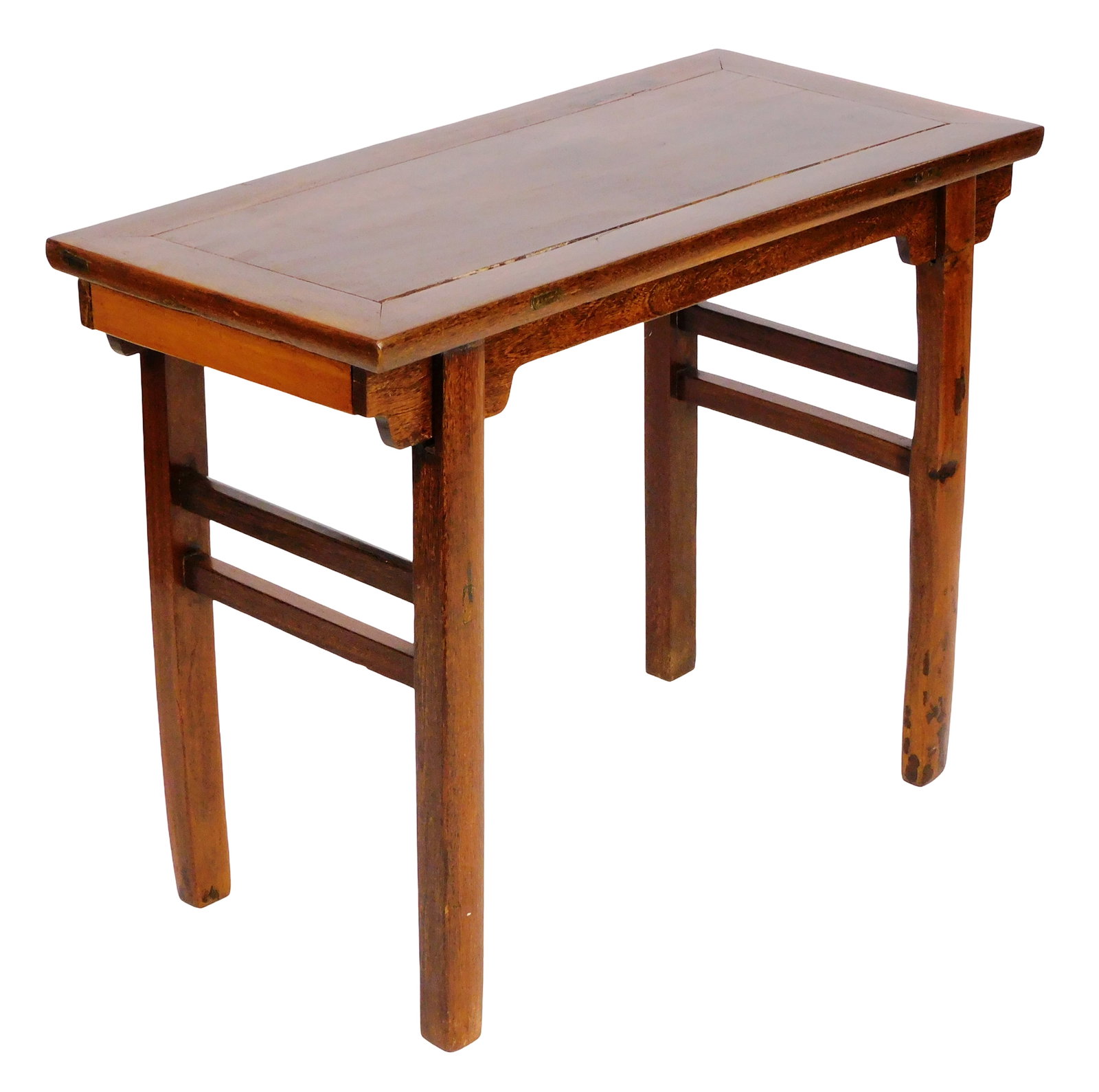 ASIAN: Chinese altar table, late 19th/ mid-20th C., oblong rectangular top with wide banded edge, (1 of 5)