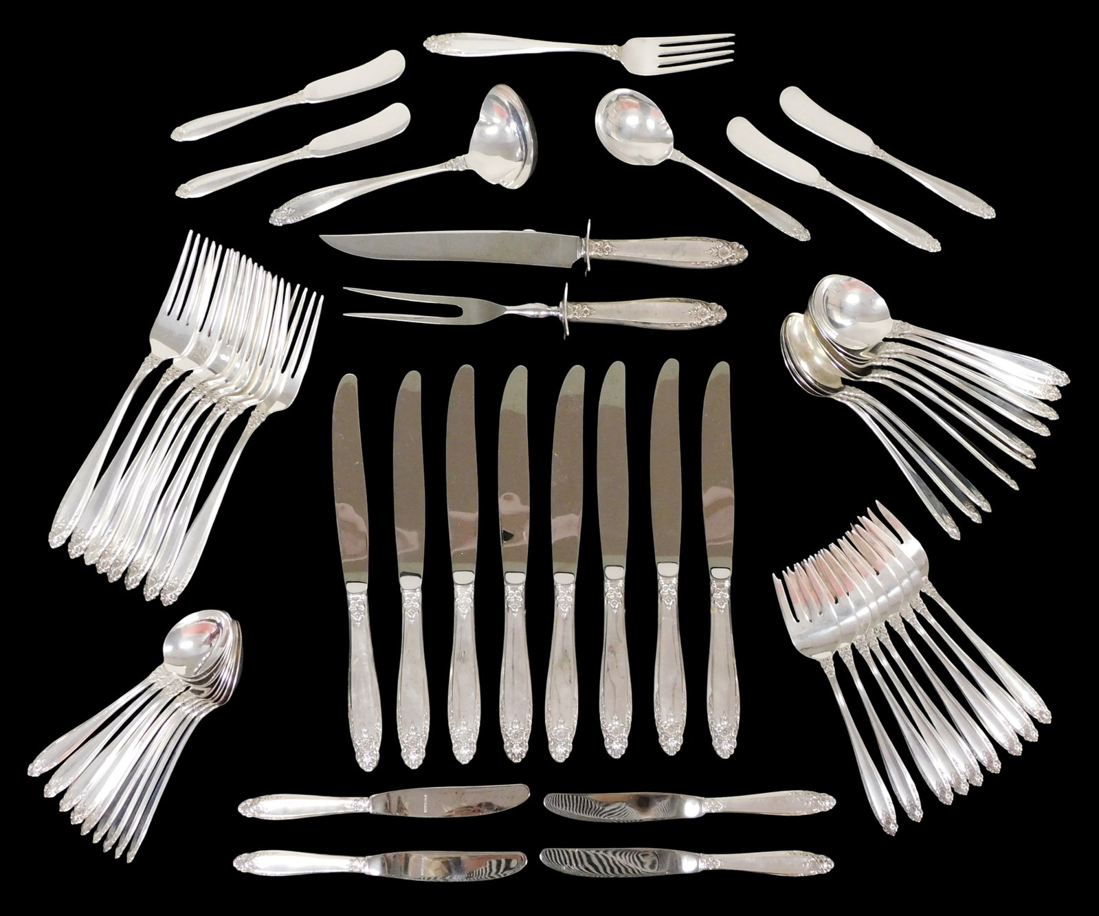 STERLING: "Prelude" partial flatware set by International Silver Co., Meriden, CT (1898- present), (1 of 4)