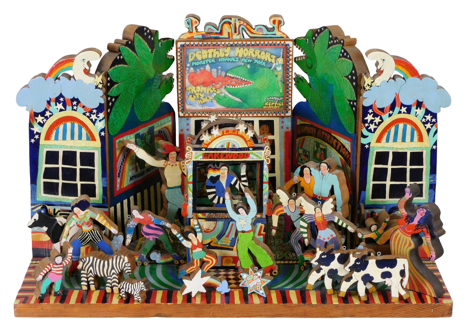 SCULPTURE: Patricia Butler (American, 1939-2020), "The Movie Theatre", 1976, folk art 3-D sculpture, (1 of 6)