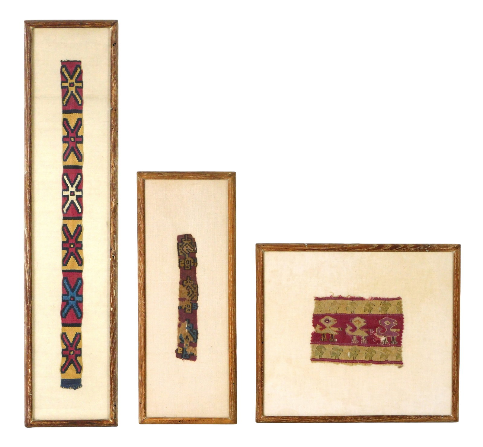 TRIBAL: Three Pre-Columbian textile fragments, Peru, 600 - 900 AD, all consist of natural fibers and (1 of 7)