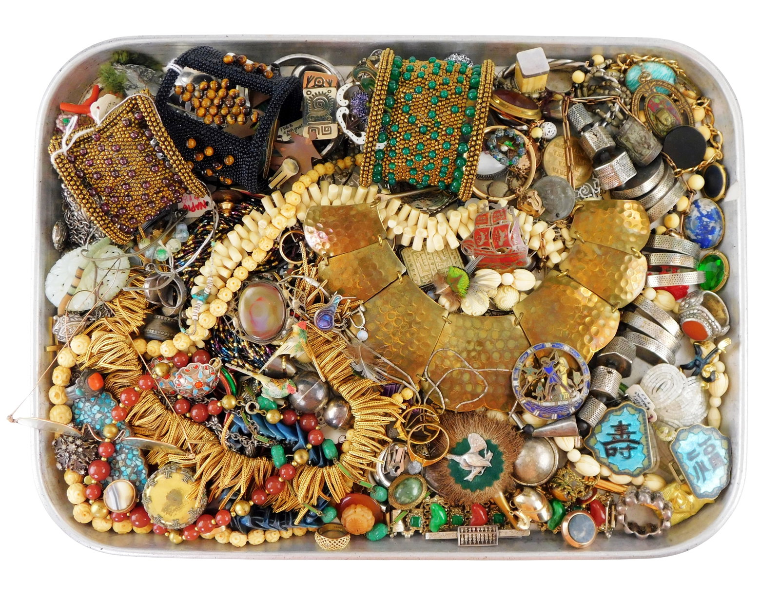 COSTUME JEWELRY: Napier, Marvello, etc., 45+ Pieces, many Asian or Tribal themed, pieces include (1 of 6)