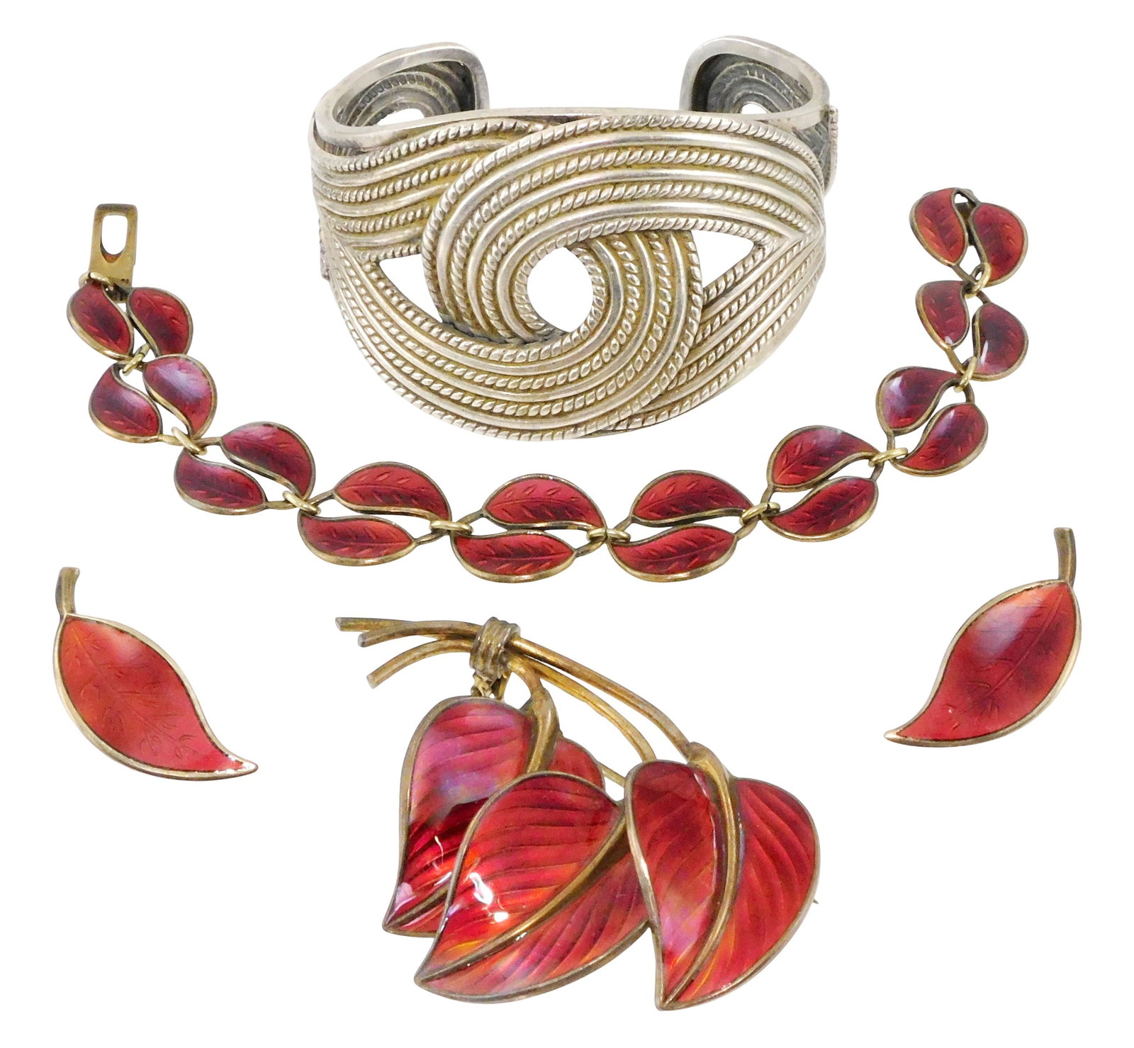 STERLING: Modernist sterling jewelry by Danecraft and David Anderson, five pieces, 20th C., all (1 of 3)