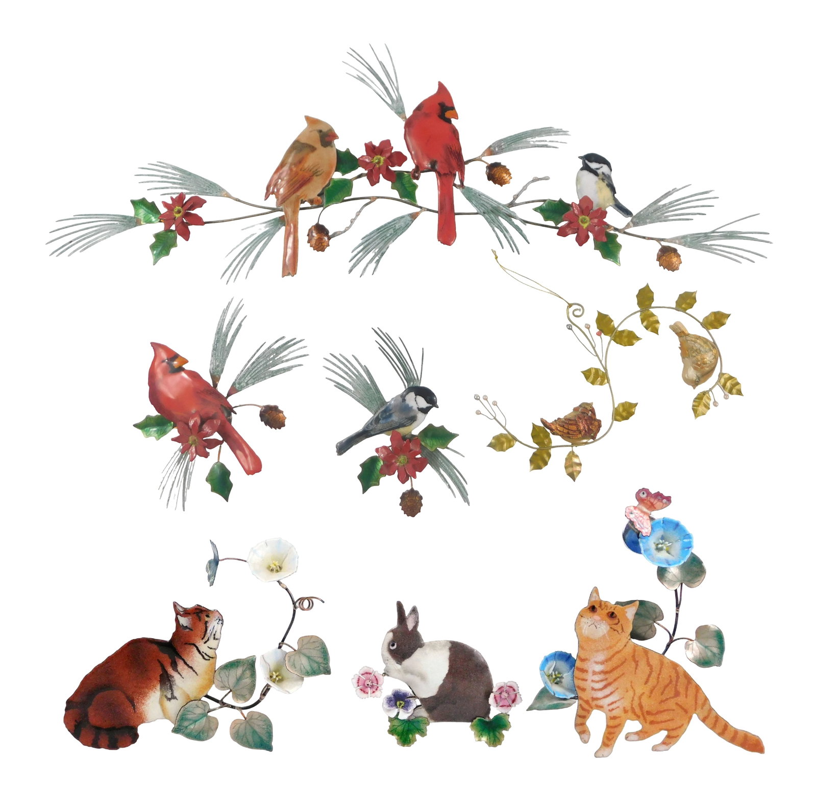 SCULPTURE: Bovano of Cheshire, six enamel and copper wall hangings and an ornament of similar (1 of 11)