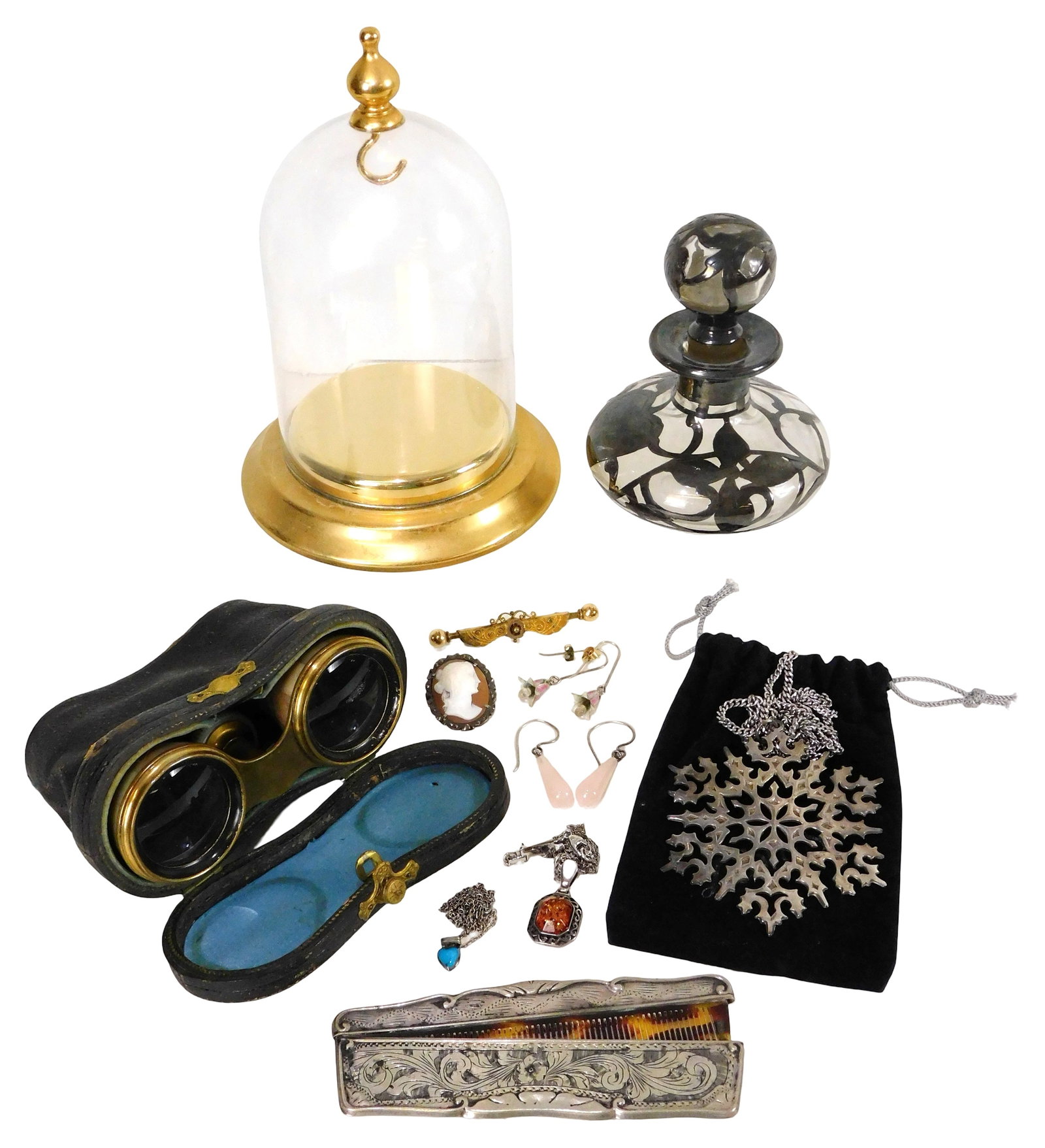 JEWELRY: Women's jewelry and accessories, thirteen pieces, some silver, including: two sterling (1 of 4)