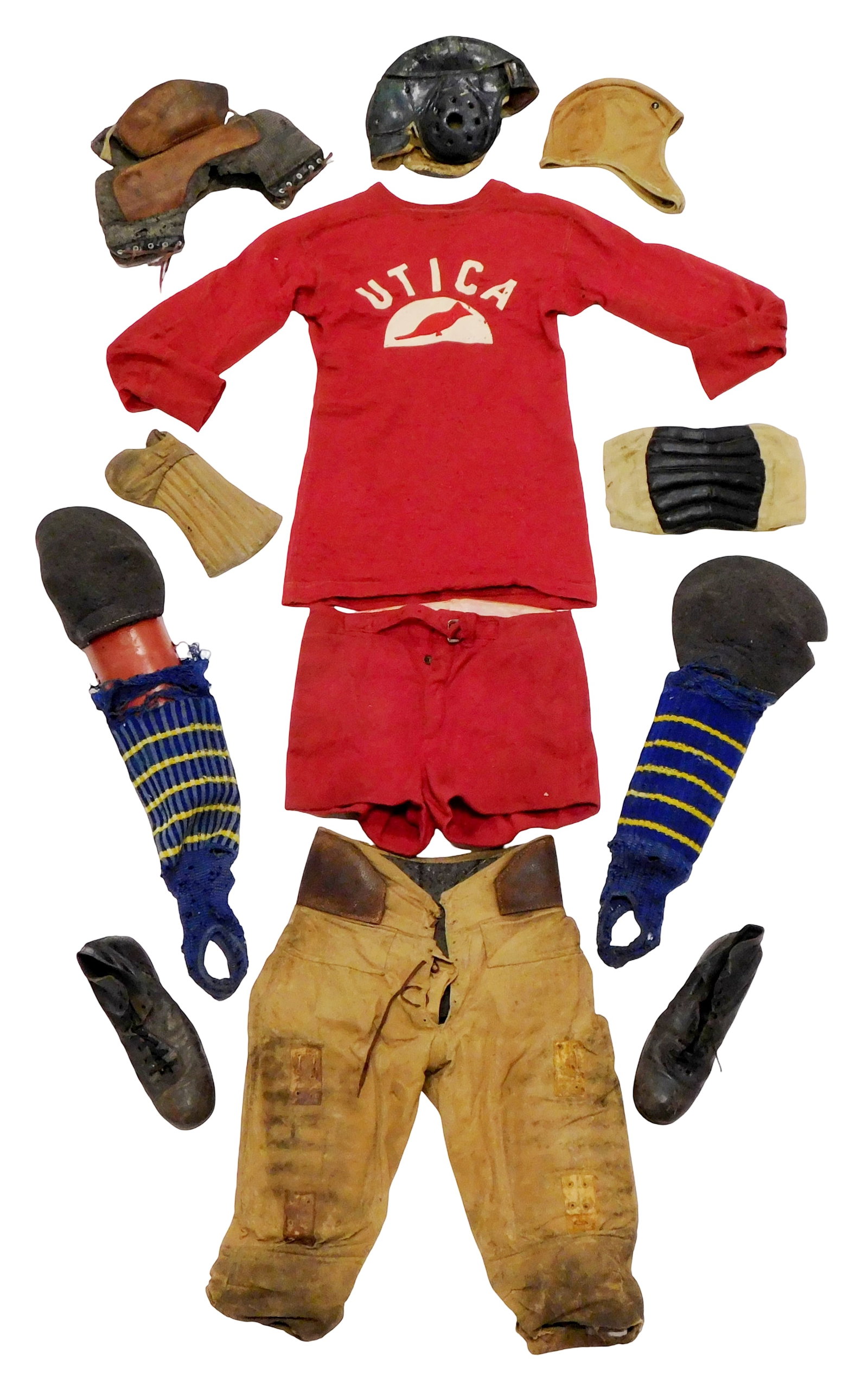 SPORTS MEMORBILIA: Near complete 1910’s-1920’s Utica American Football uniform, Stall (1 of 13)