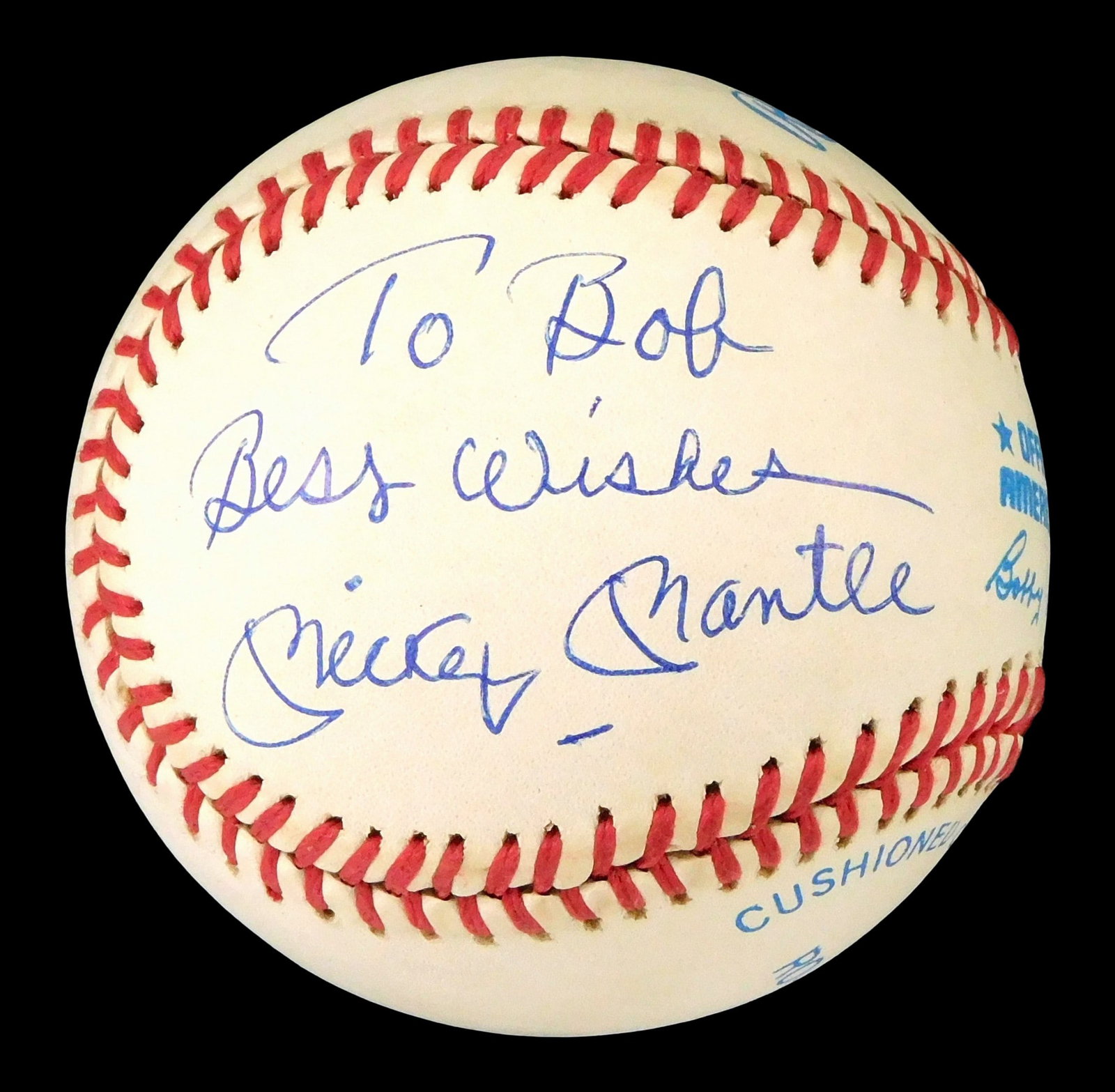 BASEBALL: Mickey Mantle autographed OAL Rawlings Bobby Brown baseball (1985 - 1989), penned by (1 of 2)