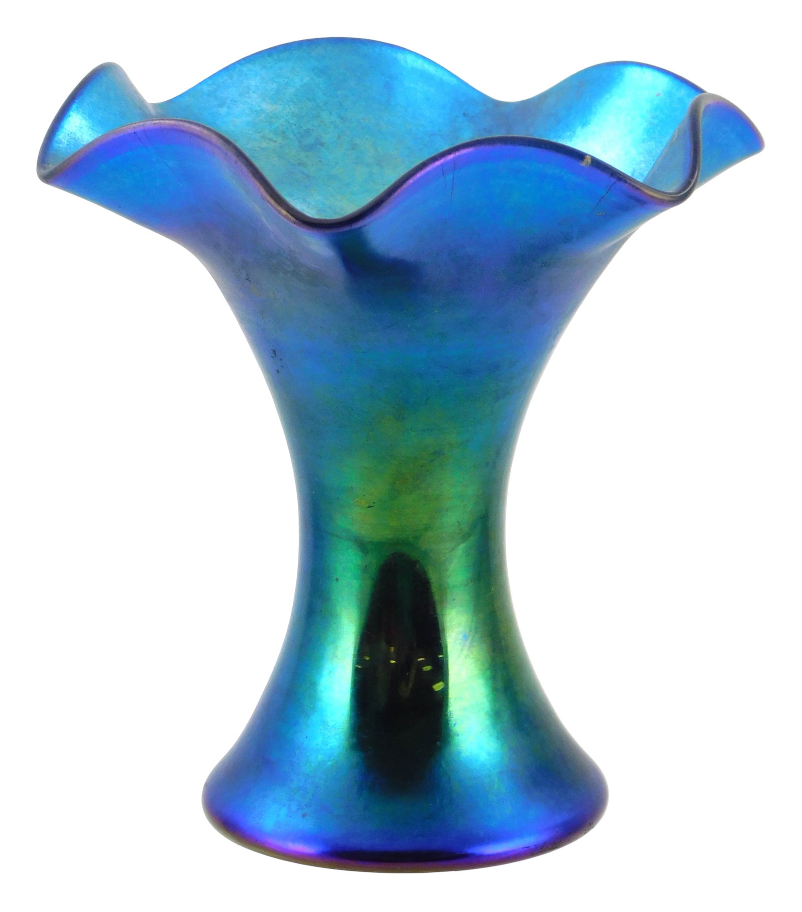 ART GLASS: Steuben Aurene F. Carder (British, 1863-1963) blue trumpet vase, #723, first quarter 20th (1 of 3)