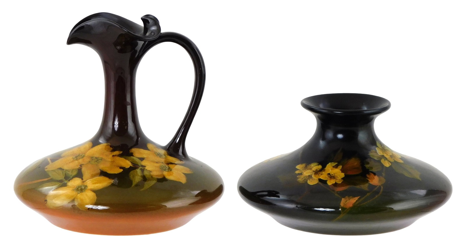 ART POTTERY: Two Rookwood pieces, late 19th/early 20th C., both artist signed, including: squat (1 of 3)