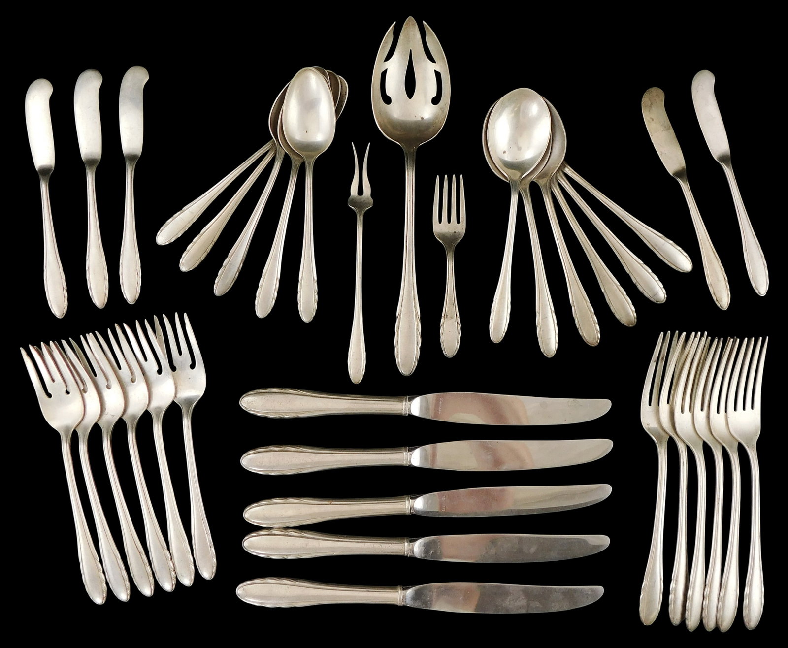 STERLING: Gorham "Lyric" pattern flatware partial service, thirty-four pieces, 20th C., Rhode (1 of 3)