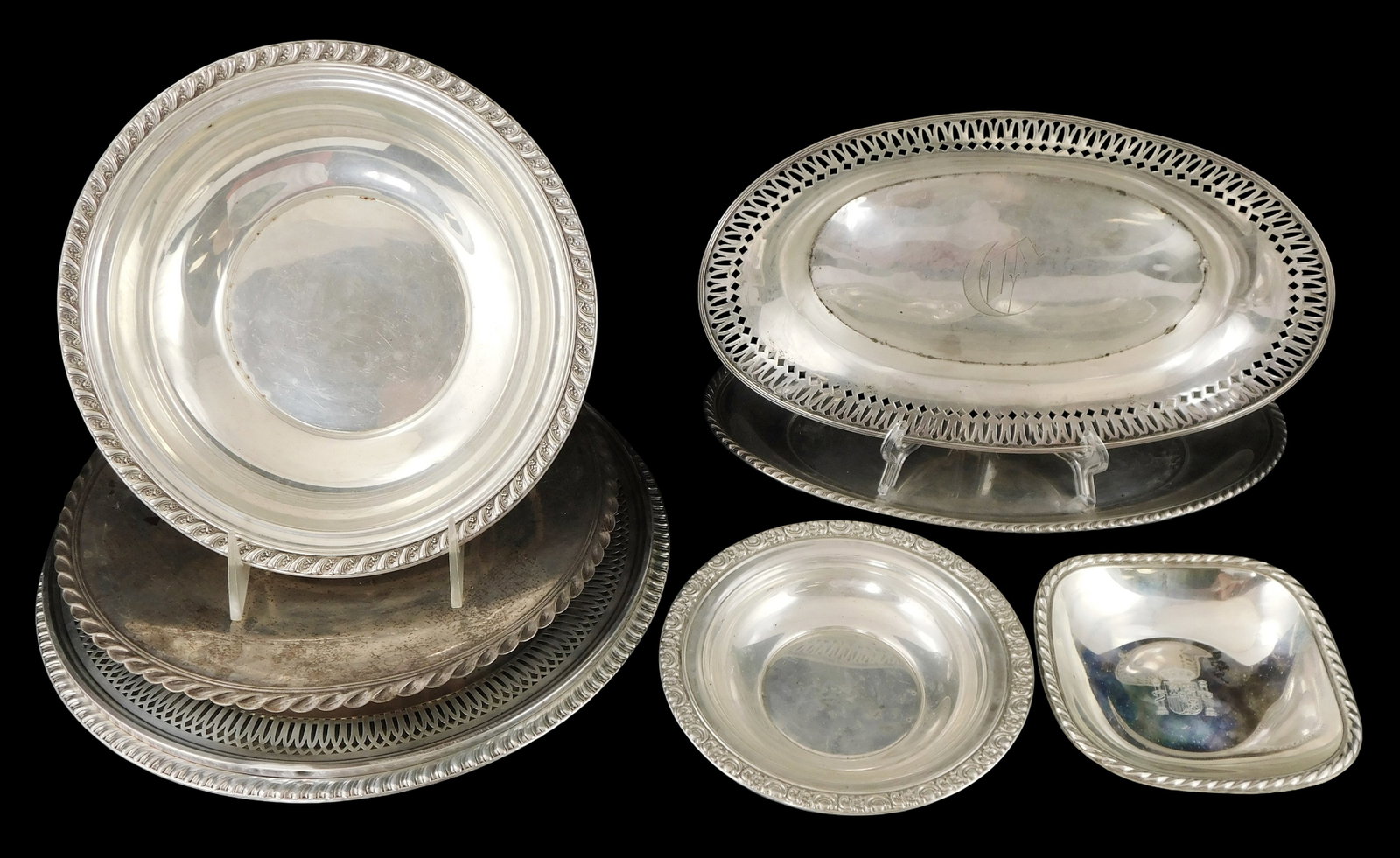 STERLING: Sterling silver servingware, eight pieces, Gorham, Newport, International Silver Co., (1 of 5)