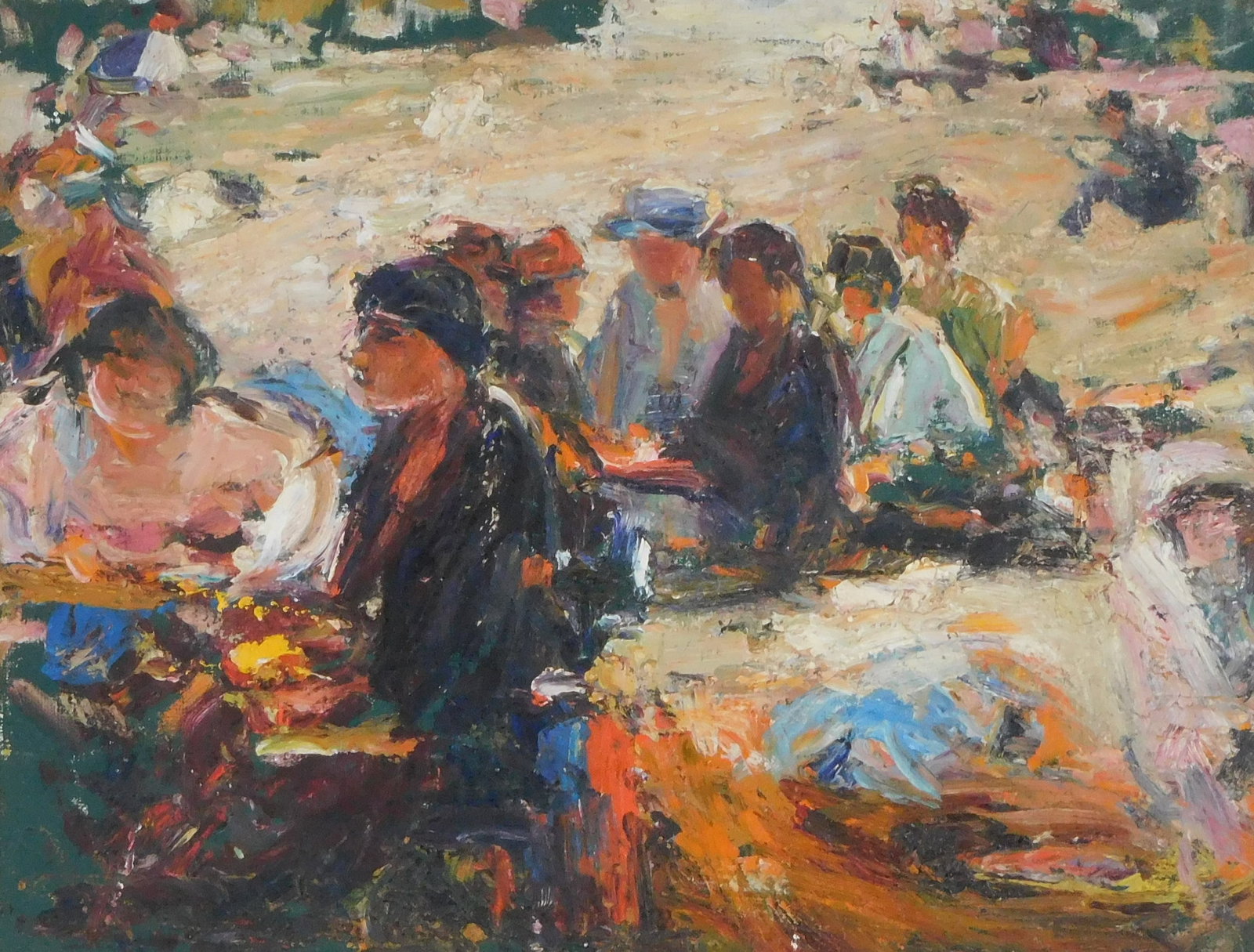 Impressionist oil painting, "Cabaret", first half 20th C., oil on canvas, polychrome impressionistic (1 of 3)