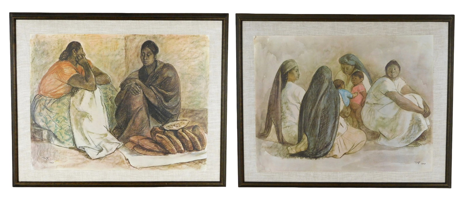 After Francisco Zuniga (Mexican, 1912-1998), two nicely framed photomechanical prints of seated (1 of 6)