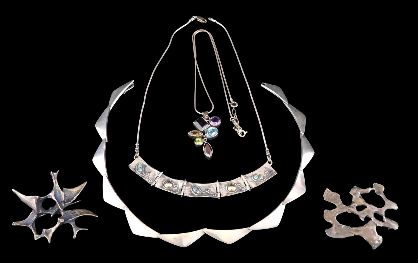 SILVER JEWELRY: Hans Hansen, Magnolia, etc., five pieces of Modern silver jewelry, including: Hans (1 of 5)