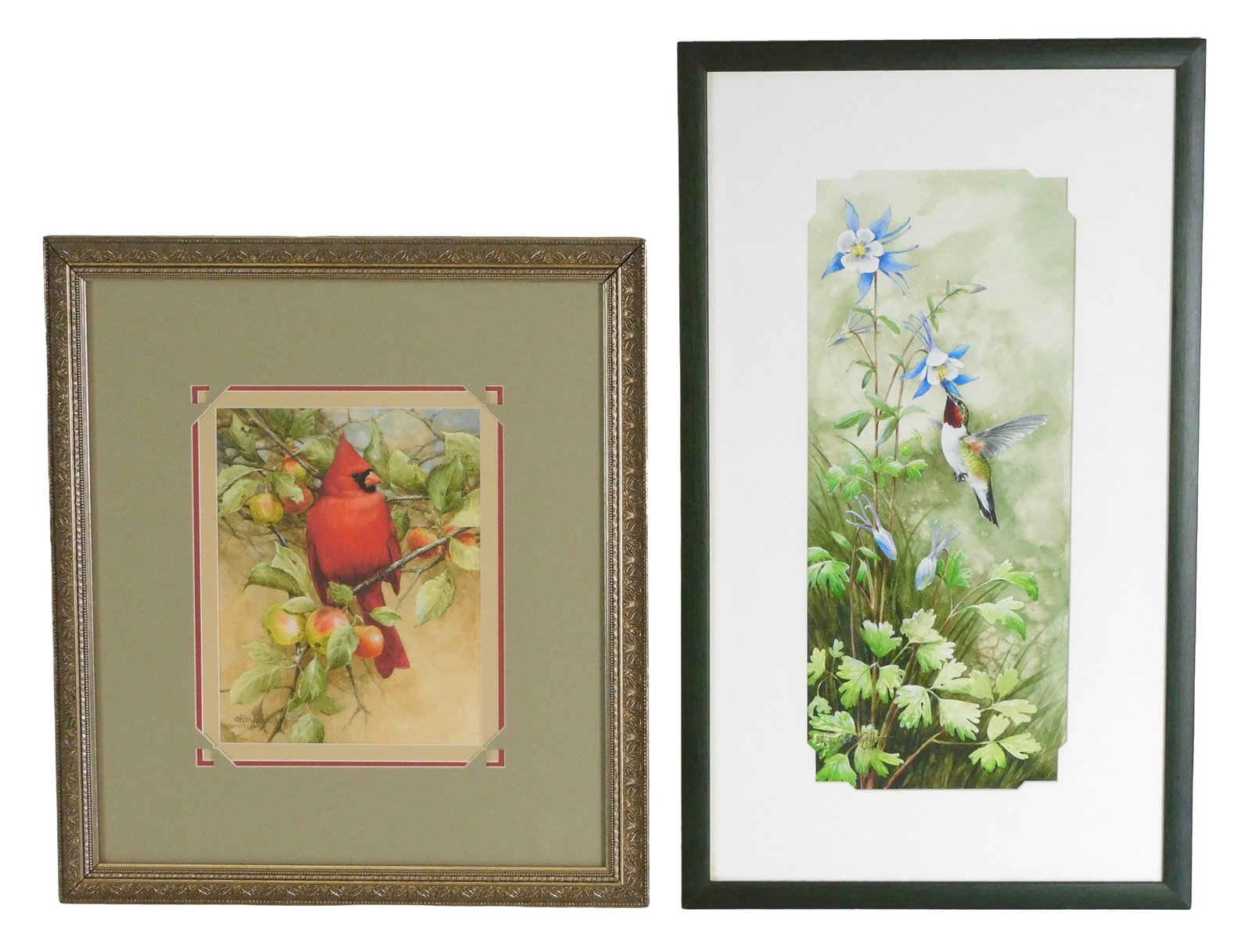 Kathy Goff (Connecticut, active 20th/21st C.), bird themed watercolor and mechanical print, late (1 of 4)