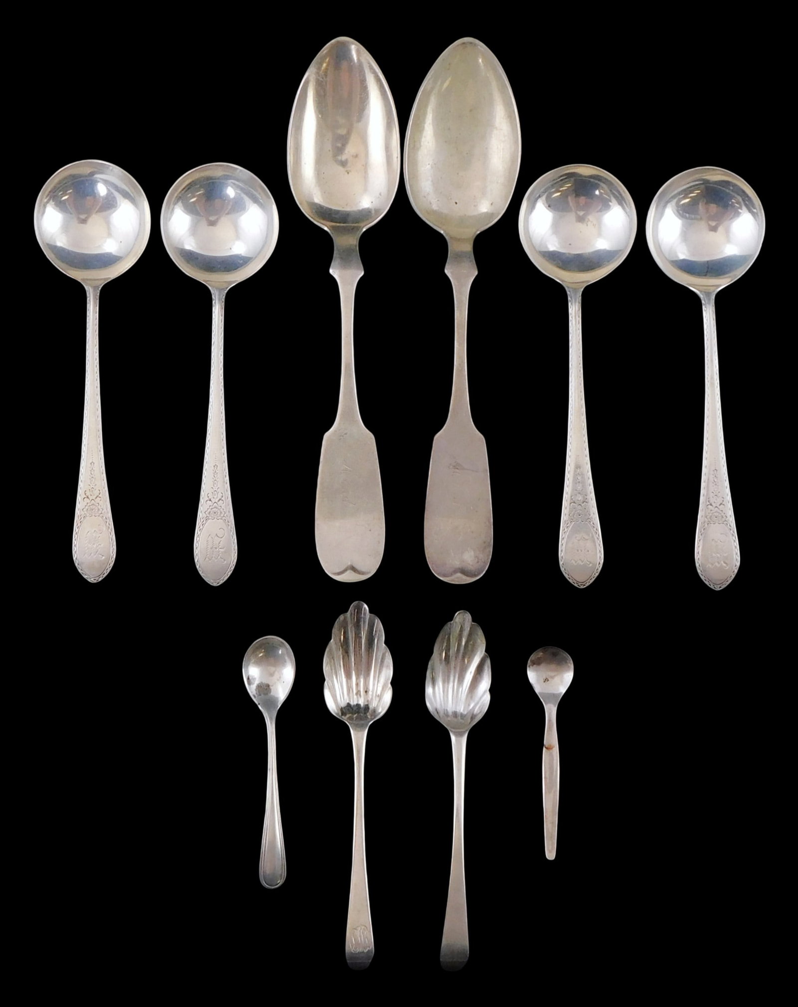 STERLING: Lunt, S. H. Dodge, Webster, ten pieces of flatware marked "sterling", most American (1 of 5)